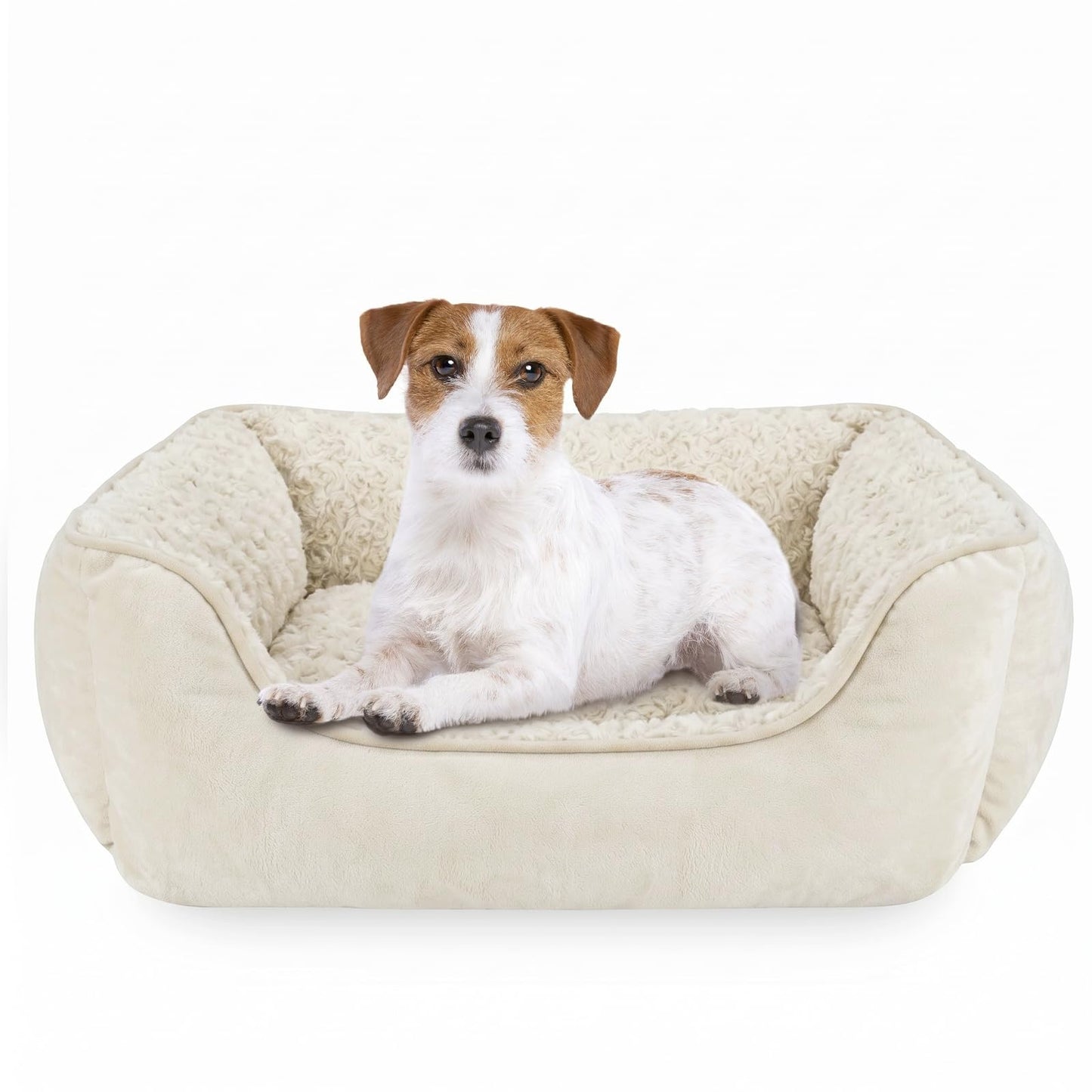 JOEJOY Rectangle Dog Bed for Large Medium Small Dogs - Washable Orthopedic Sofa Bed, Soft Breathable Puppy & Pet Cuddler, Durable Calming Dog Bed with Anti-Slip Bottom, Multiple Sizes, Beige
