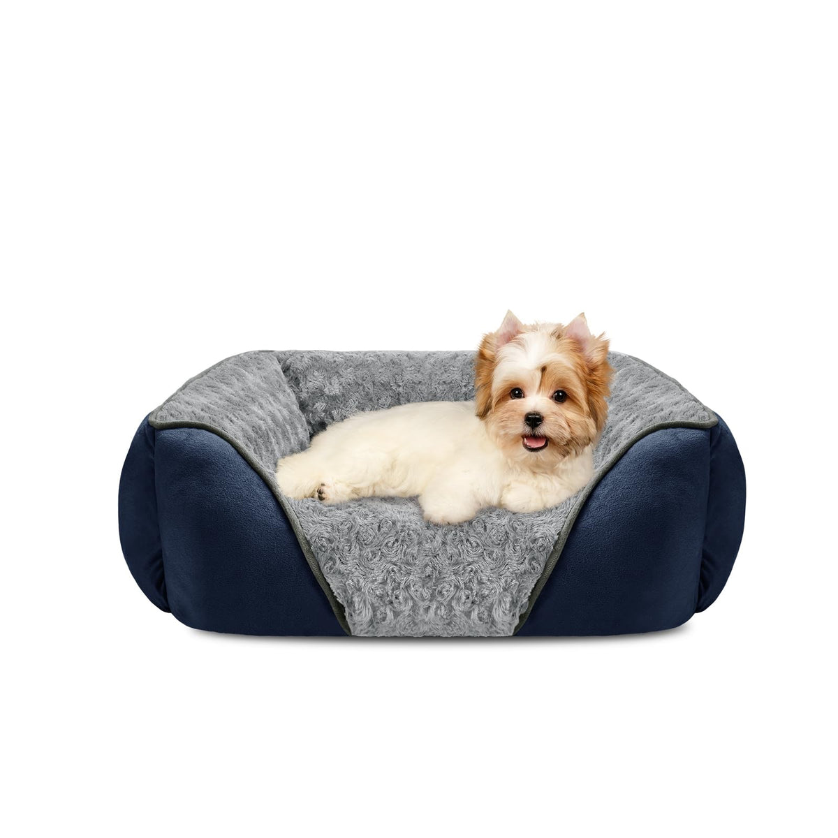 INVENHO Rectangle Washable Orthopedic Dog Bed for Small, Medium and Large Dogs, Soft Calming, Sleeping Puppy Bed Durable Pet Cuddler with Anti-Slip Bottom, S (20"x19"x6")