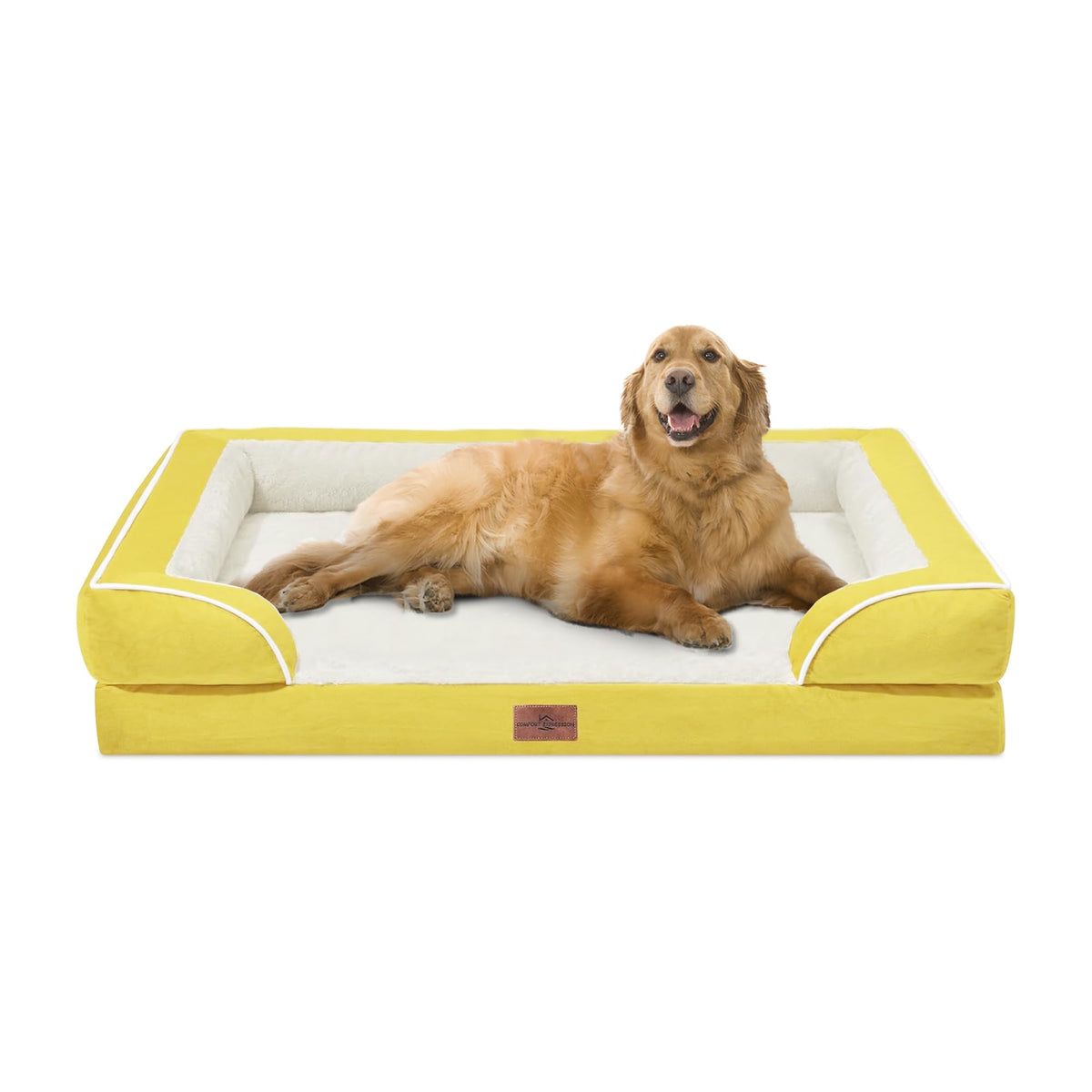 Comfort Expression Orthopedic Dog Bed for Extra Large Dogs with Bolster | Waterproof Dog Couch Bed with Washable Cover & Non-Slip Bottom, Supportive Egg Crate Foam XL Pet Bed, 42x30 Inch