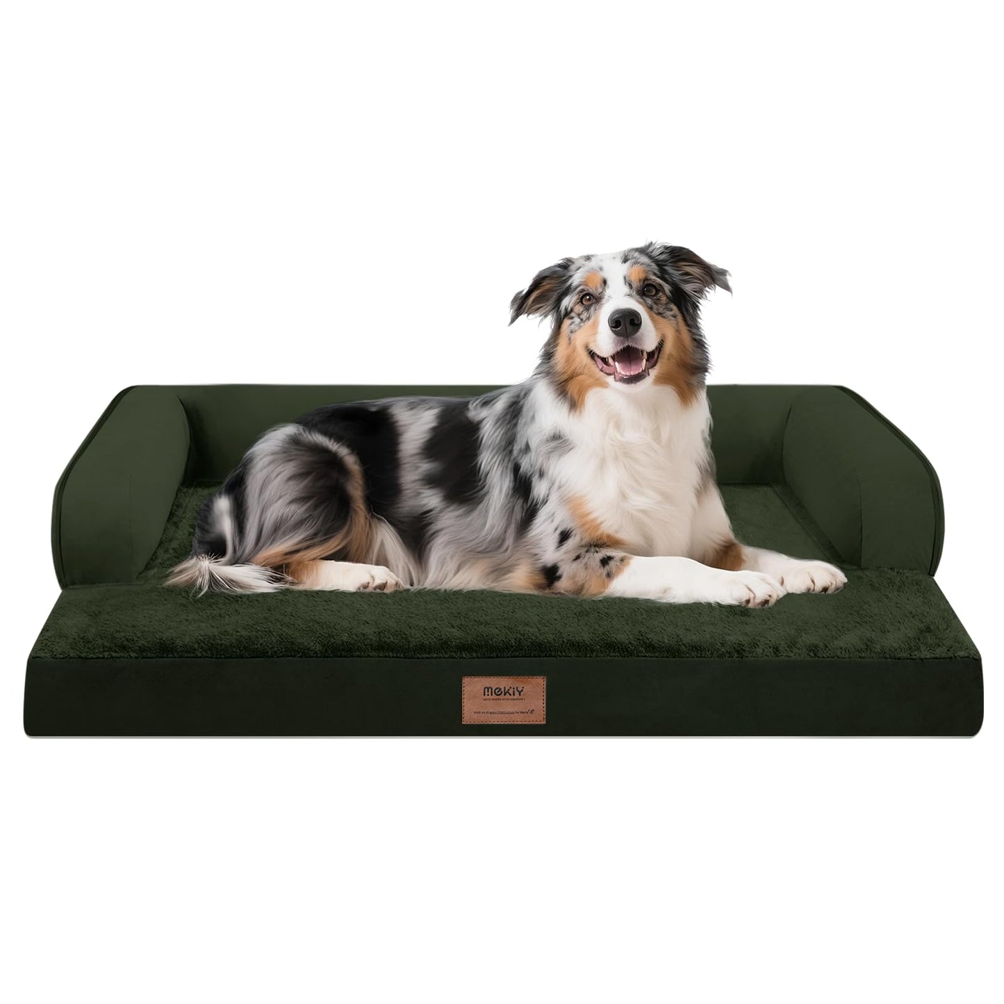 MEKIY Orthopedic Washable Dog Bed with Bolster for Medium to Large Dogs | Pillow Support for Neck Relief, Egg Crate Foam, Waterproof Liner, Anti-Slip Bottom, Removable Bolster Cover, 36 x 27 Inch
