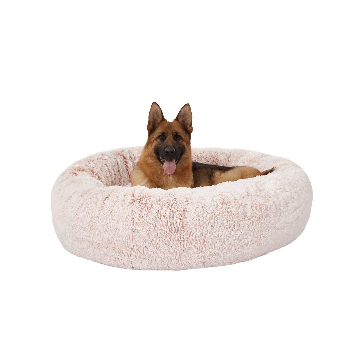 Bedfolks Calming Donut Dog Bed, 36 Inches Round Fluffy for Large Dogs, Anti-Anxiety Plush, Machine Washable (Dark Grey, Large)