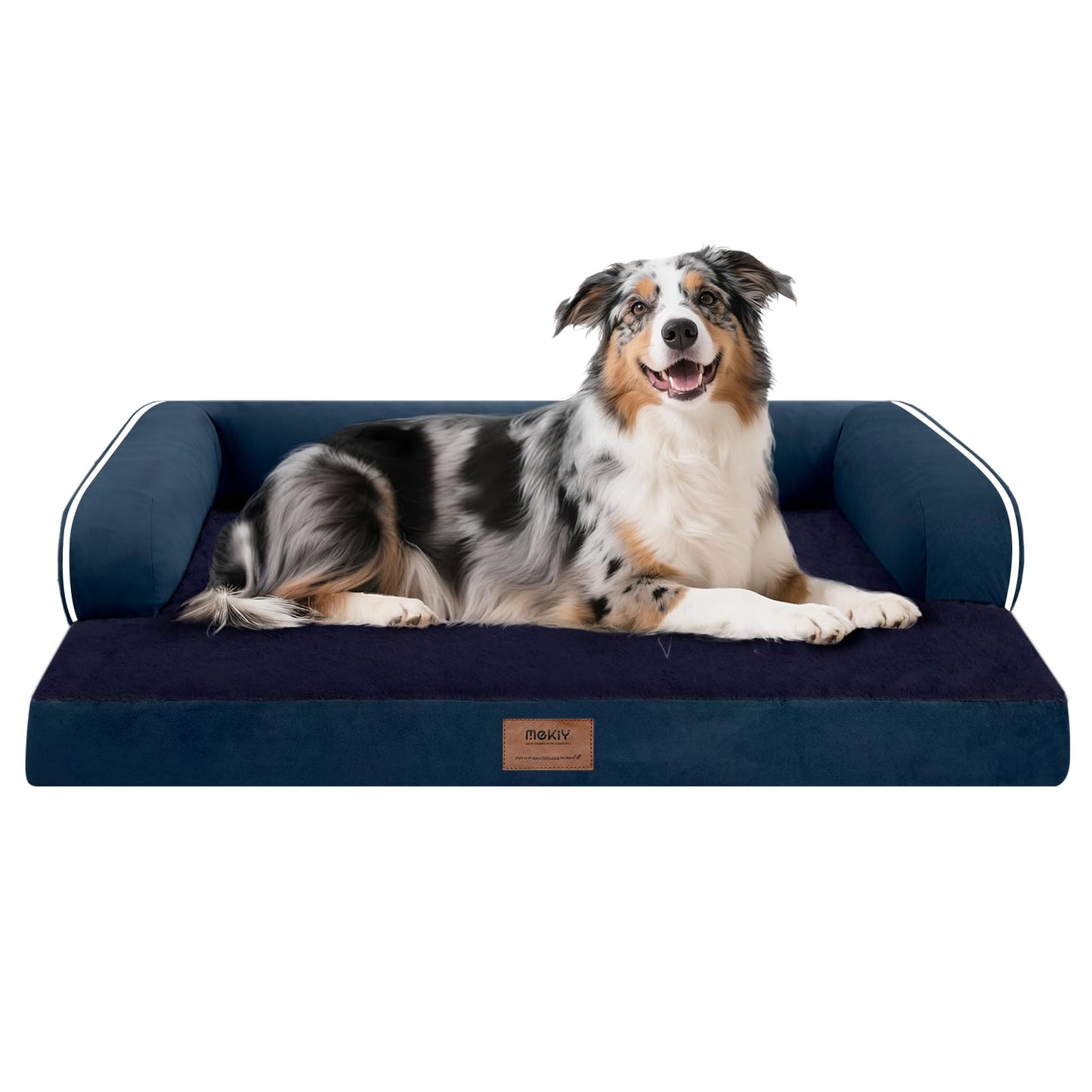 MEKIY Orthopedic Washable Dog Bed with Bolster for Medium to Large Dogs | Pillow Support for Neck Relief, Egg Crate Foam, Waterproof Liner, Anti-Slip Bottom, Removable Bolster Cover, 36 x 27 Inch