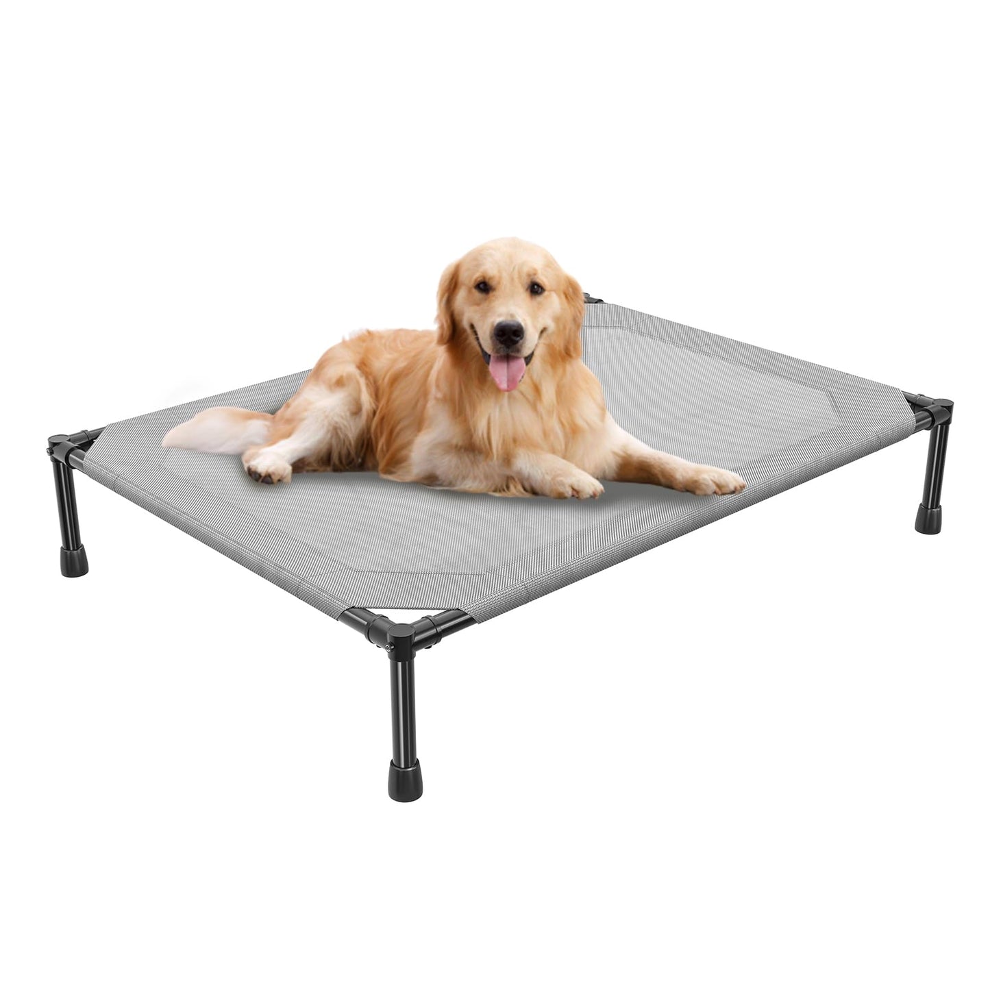 Simple Trending Raised Dog Bed for Large Dogs, Waterproof XL Dog Cot, Outdoor Cooling Elevated Pet Bed Load 200lb, 47.75" x 30.5", Grey