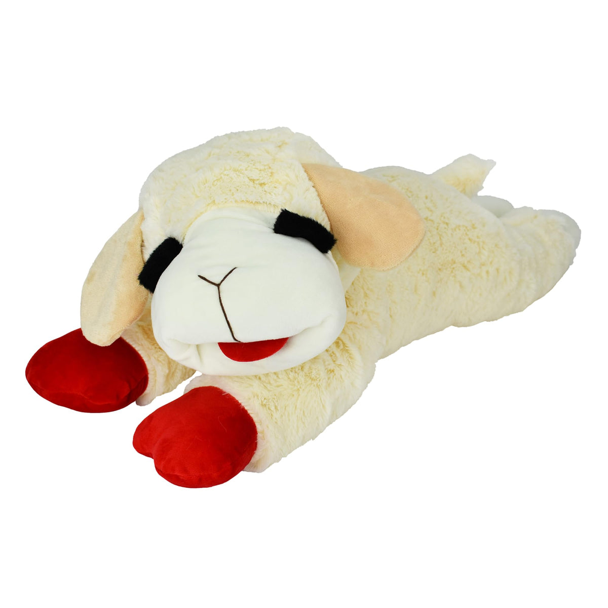 Multipet Lamb Chop Dog Plush Toy - Squeaky Toy for Small & Medium Dogs - Extra Soft Plush - Stuffed Animal for Cuddling & Playing (10", Cream, 5 Squeakers)