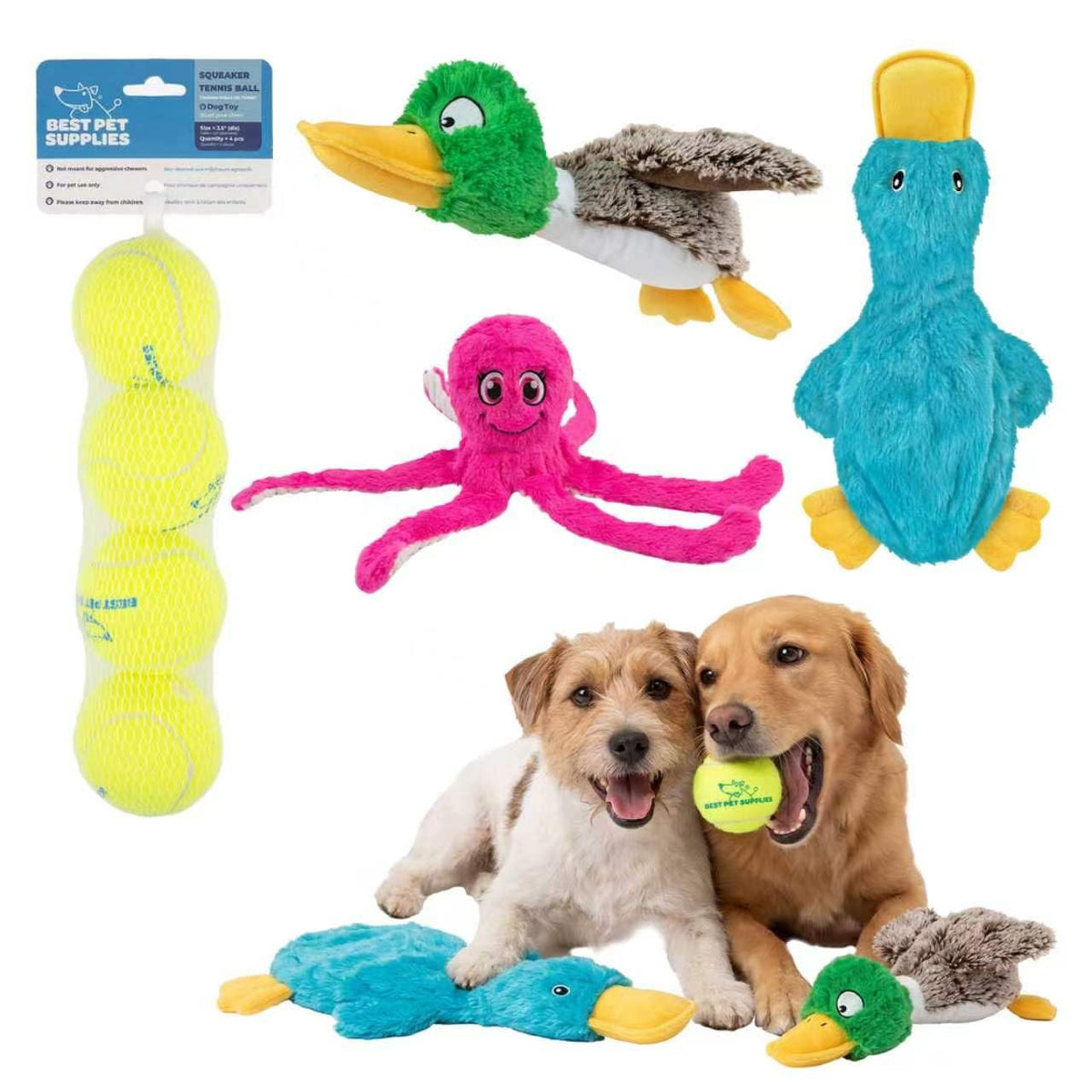 Best Pet Supplies Squeaky Dog Toys with Soft Durable Fabric for Small, Medium and Large Pets Interactive Toy for Indoor Play, Supports Active Biting and Play - 1Wild Duck, Small