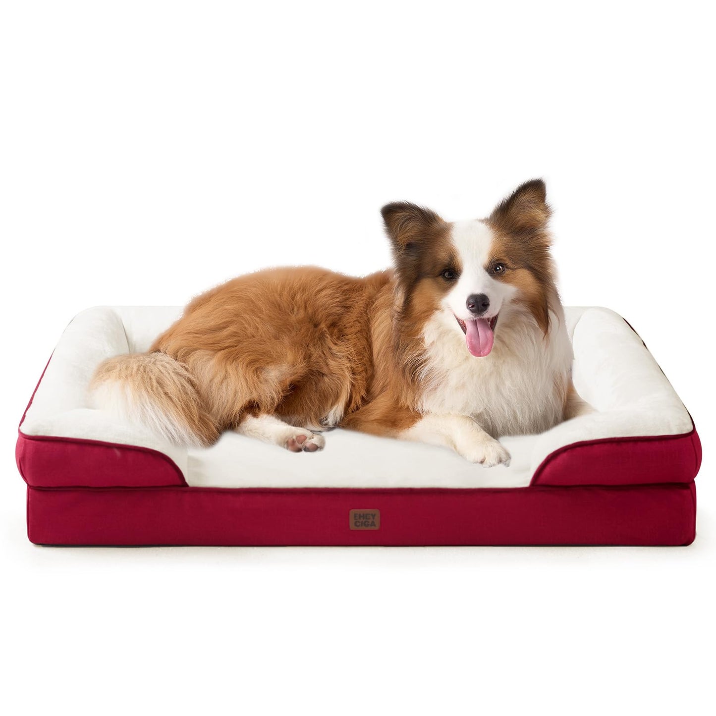 EHEYCIGA Orthopedic Dog Beds Large Sized Dog, Waterproof Memory Foam Pet Bed with Sides, Non-Slip Bottom Large Pet Bed with Washable Removable Cover, Grey