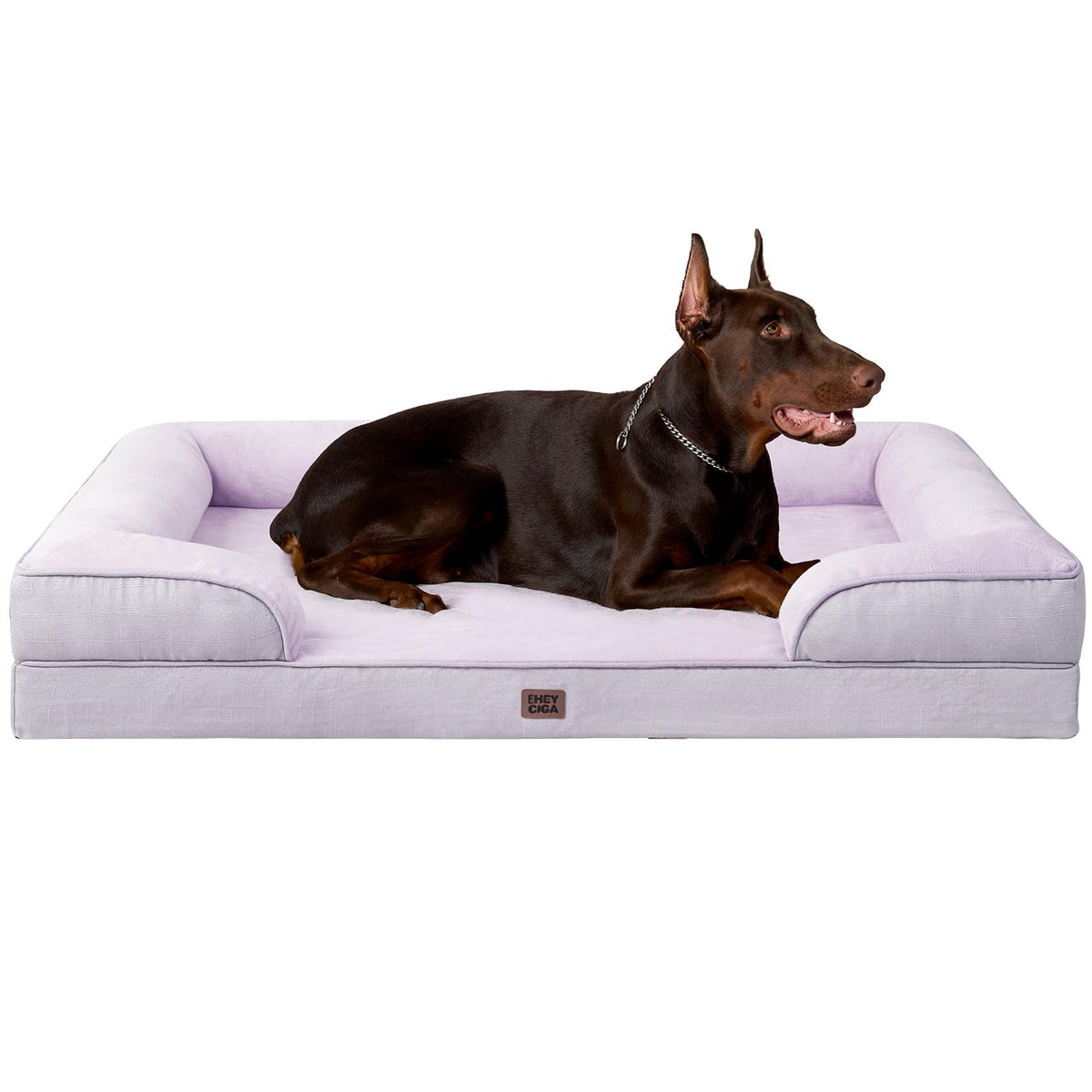 EHEYCIGA Orthopedic Dog Beds Large Sized Dog, Waterproof Memory Foam Pet Bed with Sides, Non-Slip Bottom Large Pet Bed with Washable Removable Cover, Grey