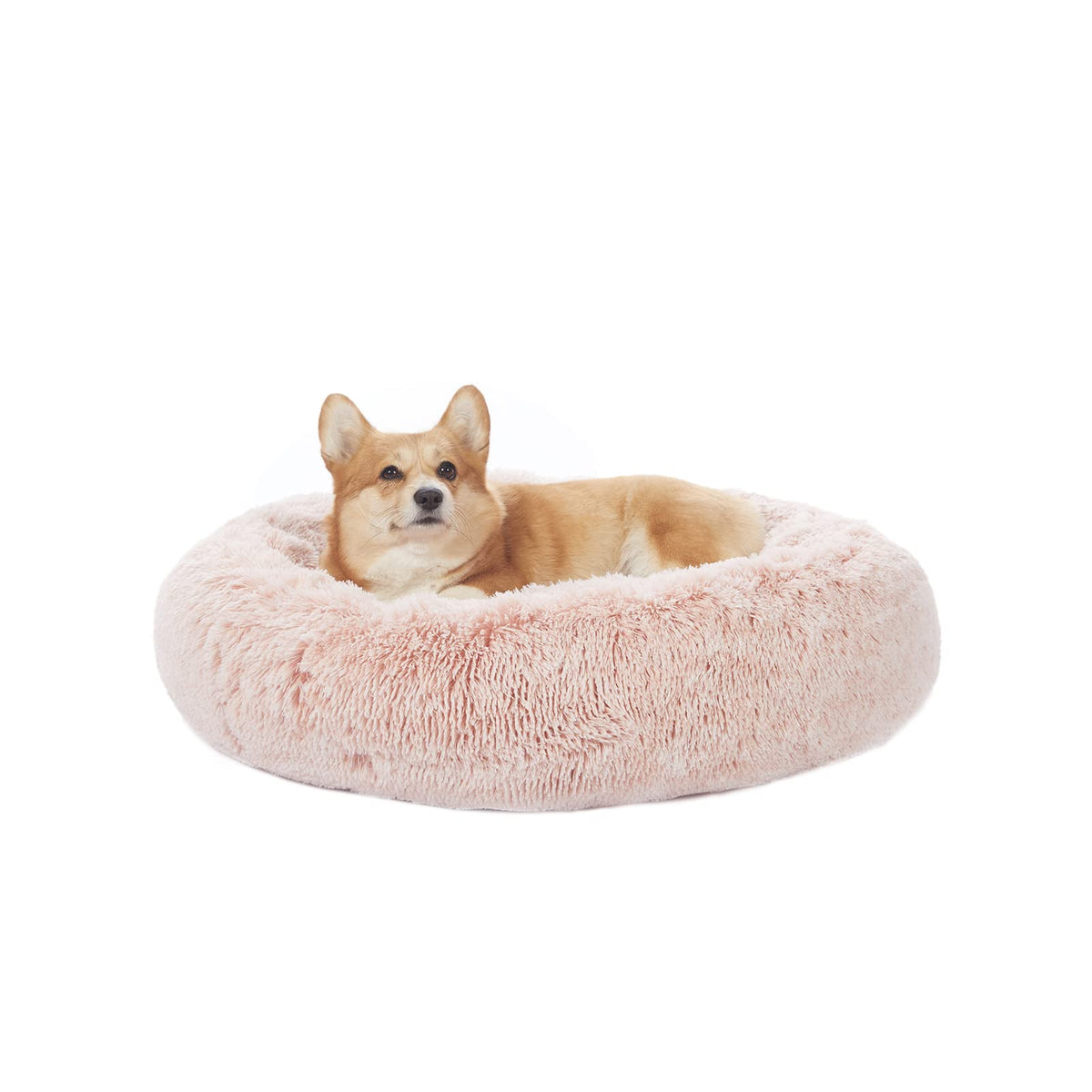 Bedfolks Calming Donut Dog Bed, 36 Inches Round Fluffy for Large Dogs, Anti-Anxiety Plush, Machine Washable (Dark Grey, Large)