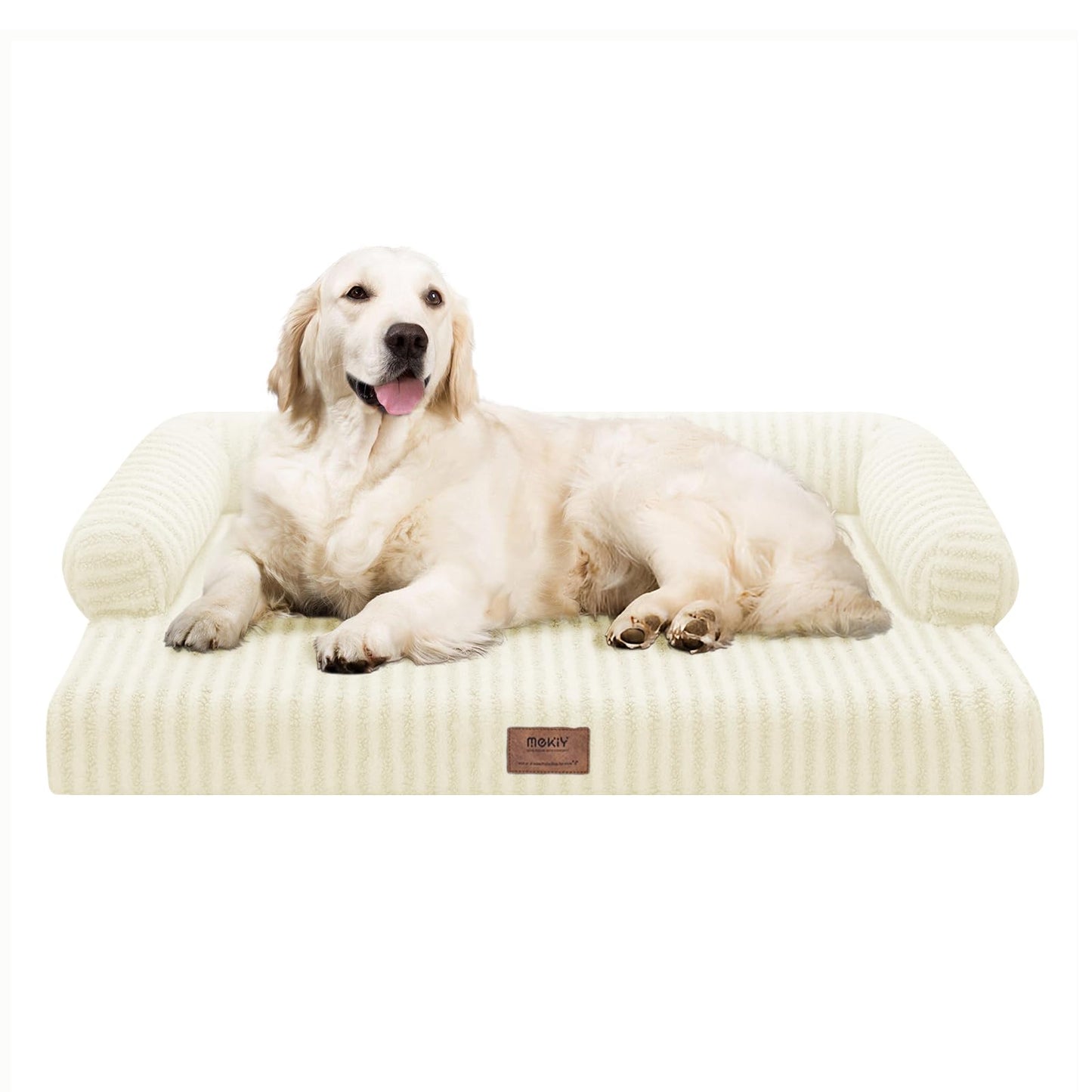 MEKIY Orthopedic Washable Dog Bed with Bolster for Medium to Large Dogs | Pillow Support for Neck Relief, Egg Crate Foam, Waterproof Liner, Anti-Slip Bottom, Removable Bolster Cover, 36 x 27 Inch