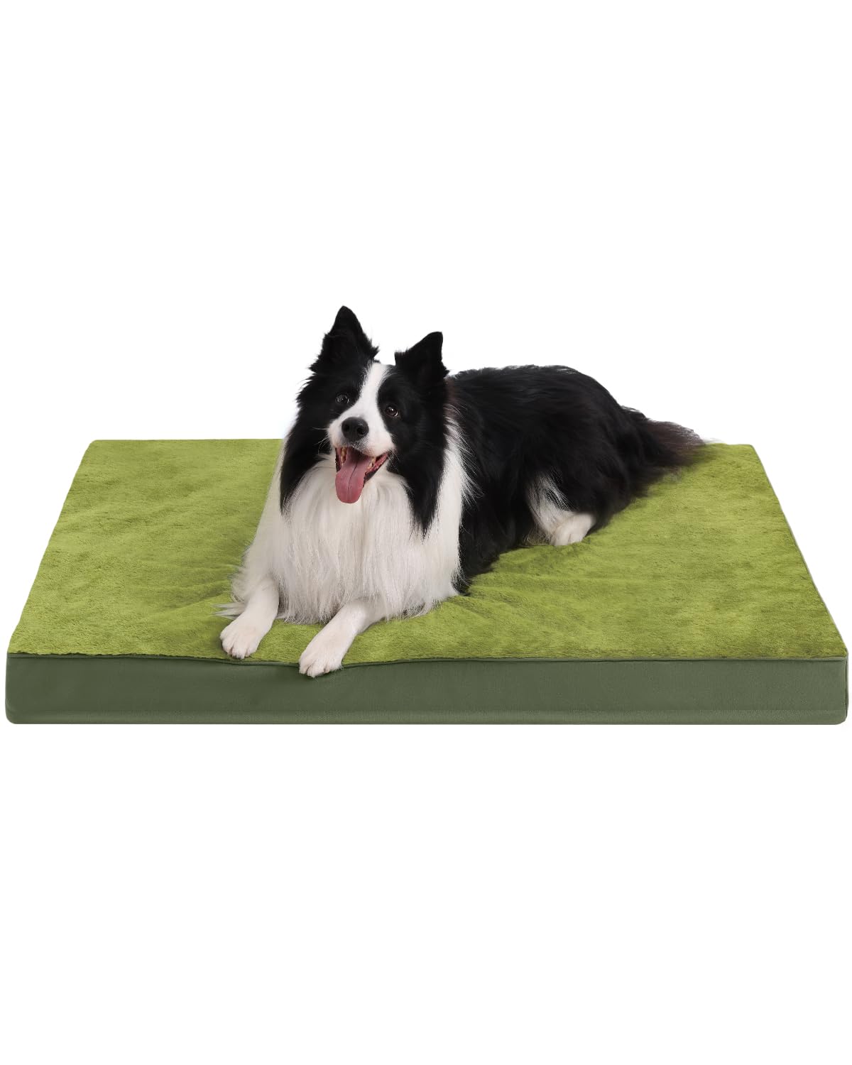 KSIIA Orthopedic Dog Bed Dog Crate Bed Waterproof for Large Dogs Deluxe Plush Washable Pet Mat with Egg Crate Foam & Removable Cover, 35 x 22 Inch, Gray