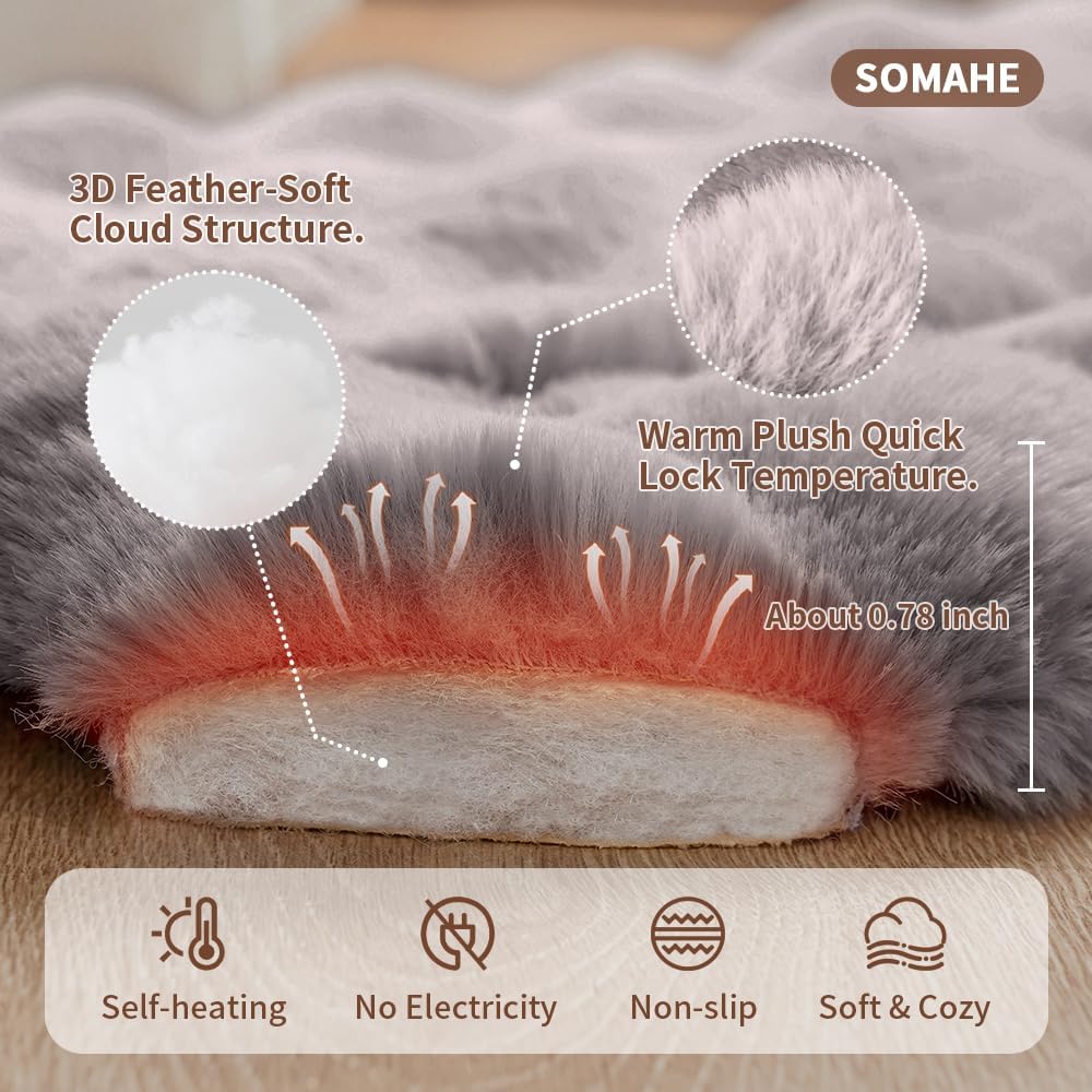 SOMAHE Cat Sleeping Bag for Indoor Cats, Faux Fur Pet Cave Bed & Burrow Nest, Reversible Plush Snuggle Sack, Portable Foldable Mat, Machine Washable, Anti-Static, 21.7"x17.7" Coffee