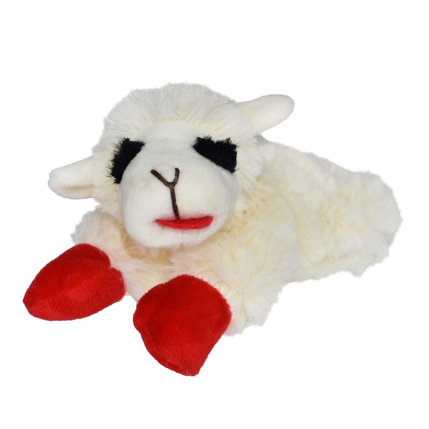 Multipet Lamb Chop Dog Plush Toy - Squeaky Toy for Small & Medium Dogs - Extra Soft Plush - Stuffed Animal for Cuddling & Playing (10", Cream, 5 Squeakers)