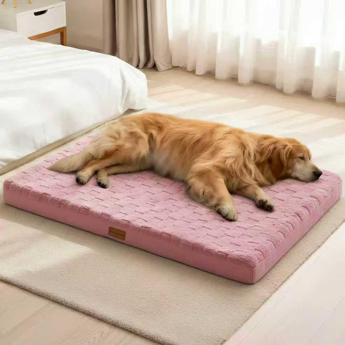 Patas Lague Orthopedic Dog Bed Large Sized Dog 36''X24'', Waterproof Soft Comfortable Egg Crate Foam Large Pet Beds Crate Mat with Removable Washable Cover and Nonskid Bottom, Black