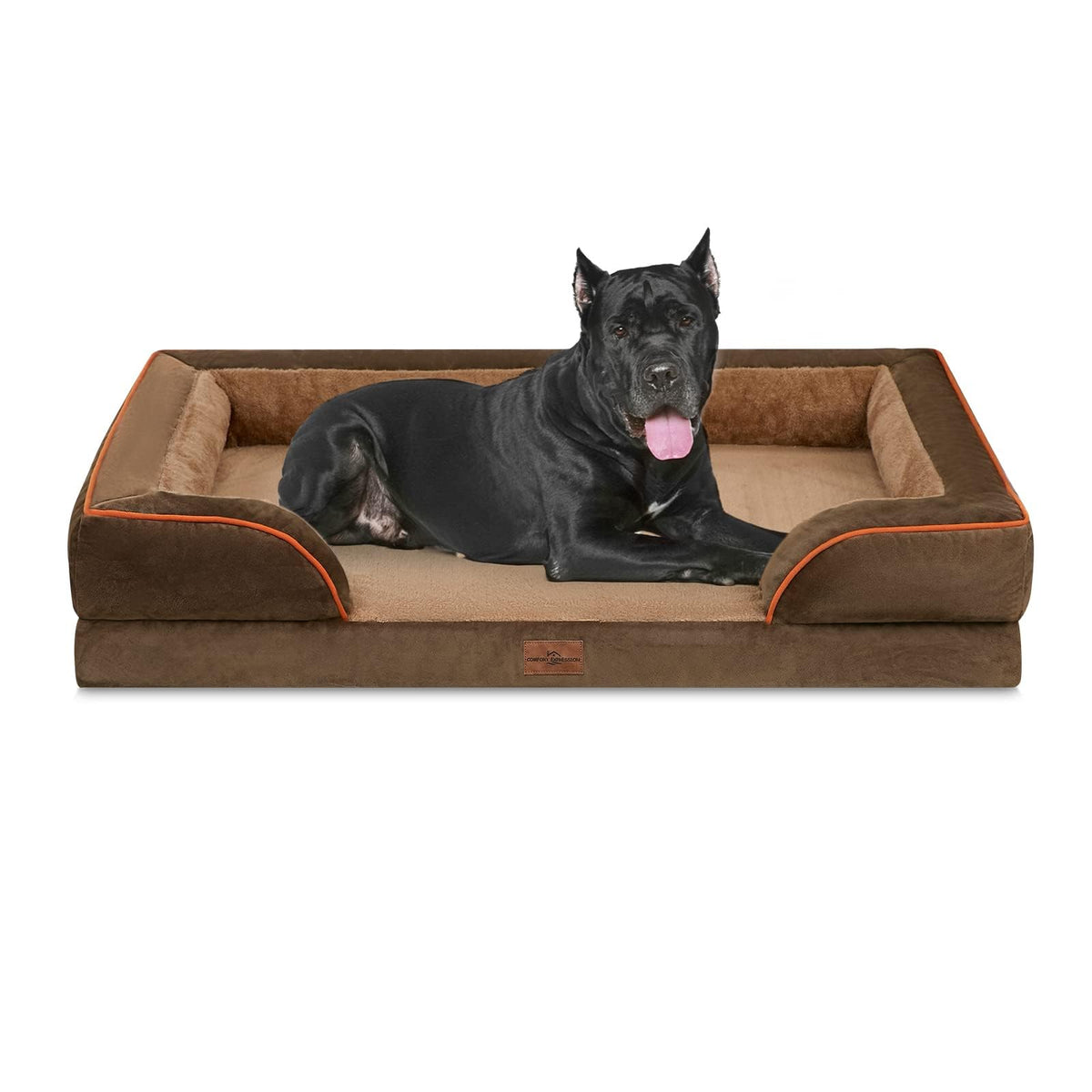 Comfort Expression Orthopedic Dog Bed for Extra Large Dogs with Bolster | Waterproof Dog Couch Bed with Washable Cover & Non-Slip Bottom, Supportive Egg Crate Foam XL Pet Bed, 42x30 Inch