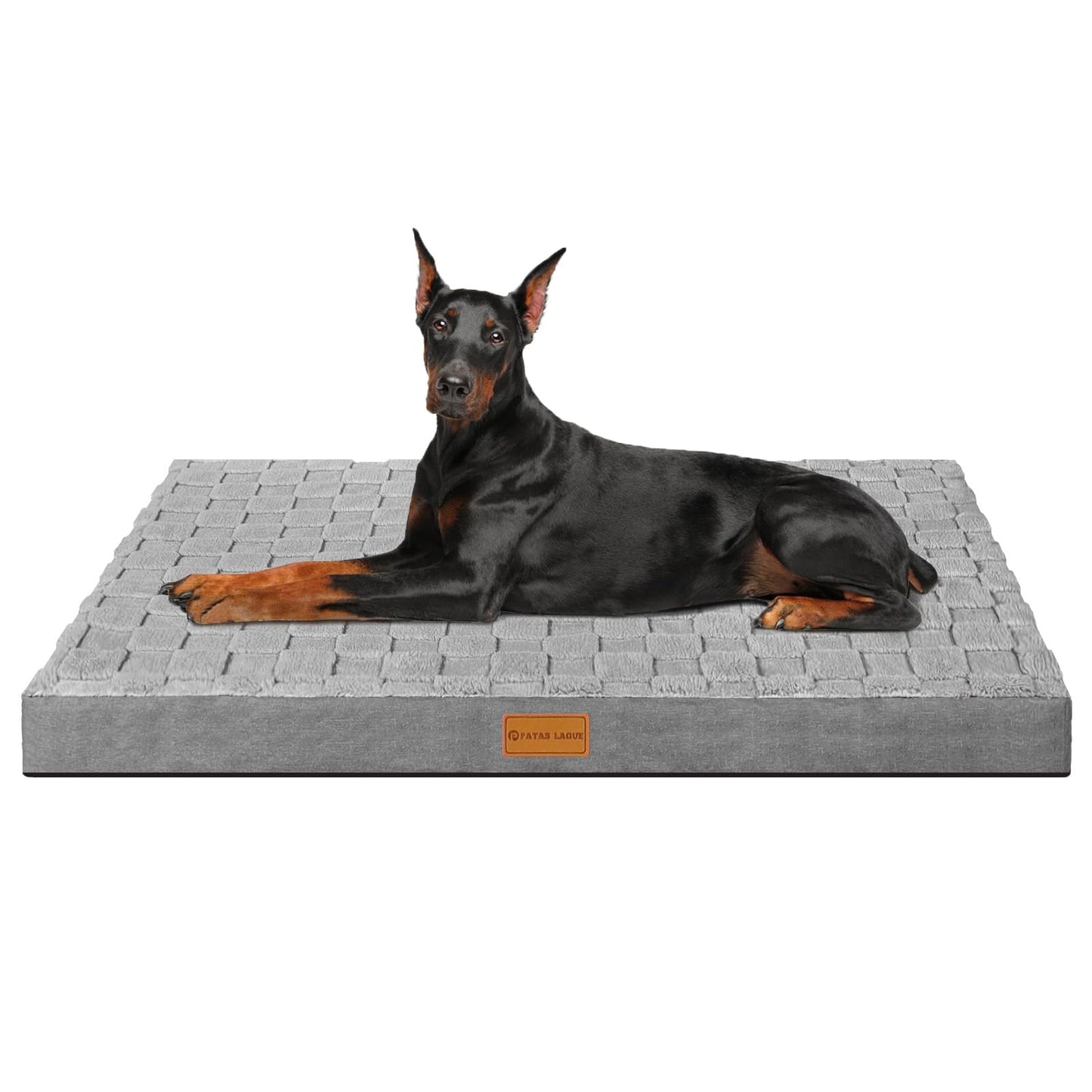 Patas Lague Orthopedic Dog Bed Large Sized Dog 36''X24'', Waterproof Soft Comfortable Egg Crate Foam Large Pet Beds Crate Mat with Removable Washable Cover and Nonskid Bottom, Black