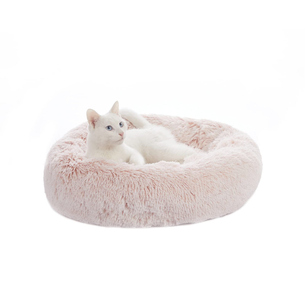 Bedfolks Calming Donut Dog Bed, 36 Inches Round Fluffy for Large Dogs, Anti-Anxiety Plush, Machine Washable (Dark Grey, Large)
