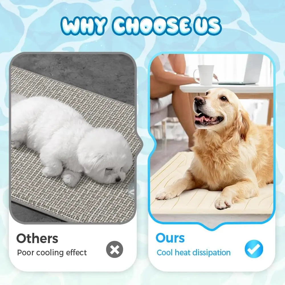 Cooling Mat for Dogs，Washable Pet Cooling Pad, No Gel, No Electric, Non-Slip Summer Crate Bed for Large Dogs，Cooling Pad Reversible (Cool & Warm), Pet Cool Mats for Dog and Cat use in Crate, Kennel, Bed, Sofa, Machine Washable,  SummerVibes petlovers