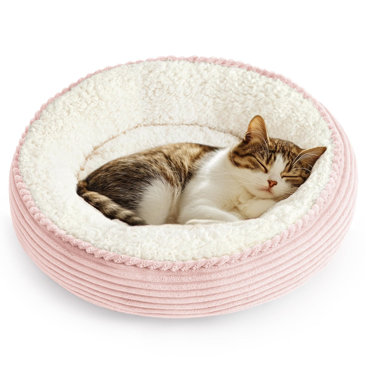 Love's cabin Round Donut Cat and Dog Cushion Bed, 20in Bed for Cats or Small Dogs, Anti-Slip & Water-Resistant Bottom, Super Soft Durable Fabric Pet Beds, Washable Luxury Cat & Dog Bed Gray