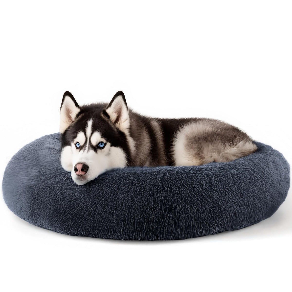 Hoewina Dog & Cat Bed for Indoor Cats, 20in Calming Donut Bed for Puppy and Kitten, Washable Round Fluffy Pet Bed for Small Medium Dogs and Cats (Light Grey)