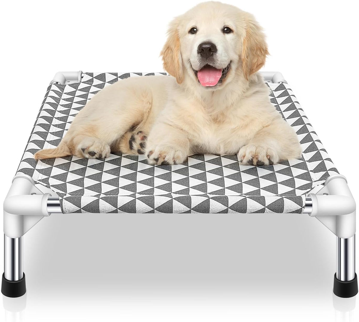 Kuntrust Elevated Outdoor Dog Bed Updated Raised Pet Cot Cooling Puppy Bed Lifted Dog Bed for Small Pets|Indoor Detachable Raised Dog Bed with Non-Slip Feet,Double-layer Cloth(S)