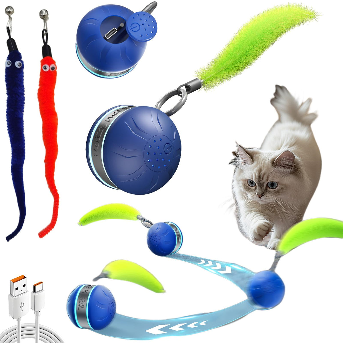 Interactive Dog Toys,Active Moving Pet Plush Toy,2026 New shaking dog ball pig dog toy Interactive Dog Ball with song Squeaky Moving Dog Ball Toy,Rechargeable Toys to Keep Them Busy Dog Toys(Blue Pig)