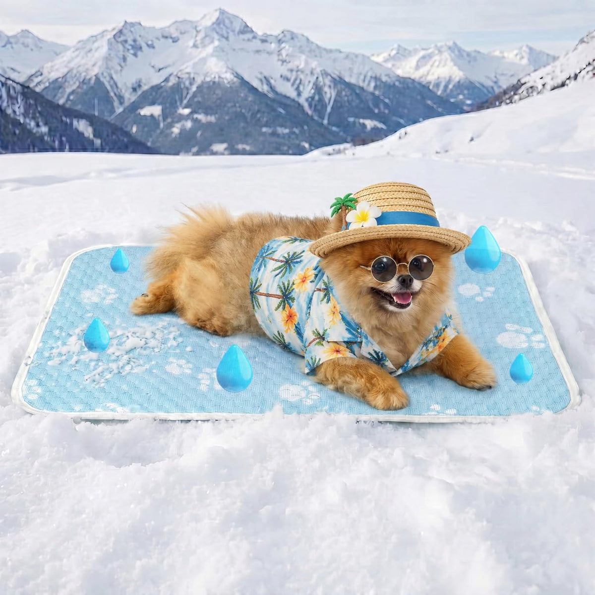 Waterpoof Cooling Mat for Small Dog, Q-Max>0.5 Breathable Cold Crate Pad for Puppy Cat, Washable Kennel Bed for Active Pet with Chill Soothing Fabric to Rapid Cooling, 24×18, Blue