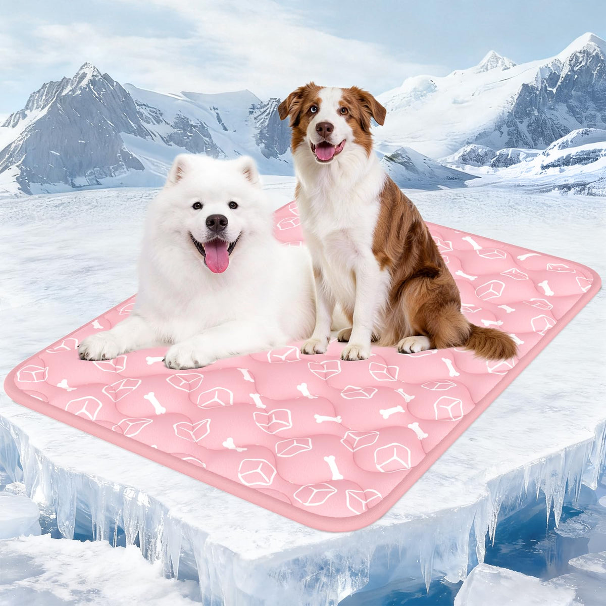 Rywell Dog Cooling Mat 2.0, Ocean Blue,44" x 32" Thick & Durable Cooling Mat for Extra Large Dogs, Long-Lasting Cool with Waterproof & Color-Changing Arc-Chill Tech (Q-Max>0.5) Washable& Non-Toxic
