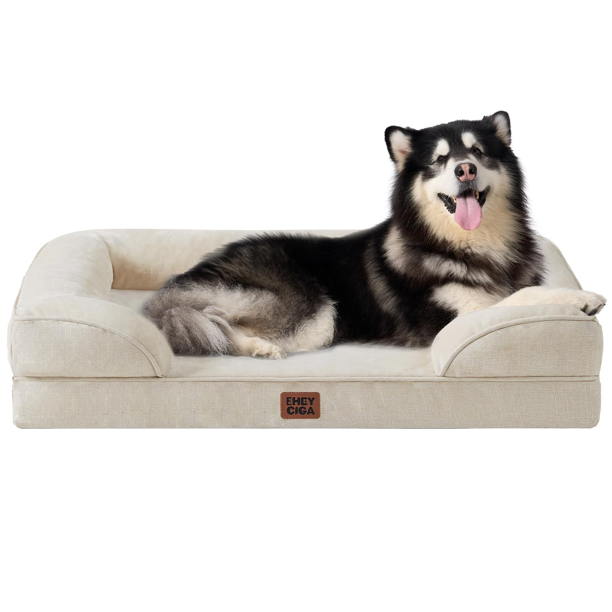 EHEYCIGA Orthopedic Dog Beds for Extra Large Dogs 44x32Inch, Waterproof Memory Foam XL Pet Bed with Sides, Non-Slip and Egg-Crate Foam Big Dog Couch Bed with Washable Removable Cover, Grey