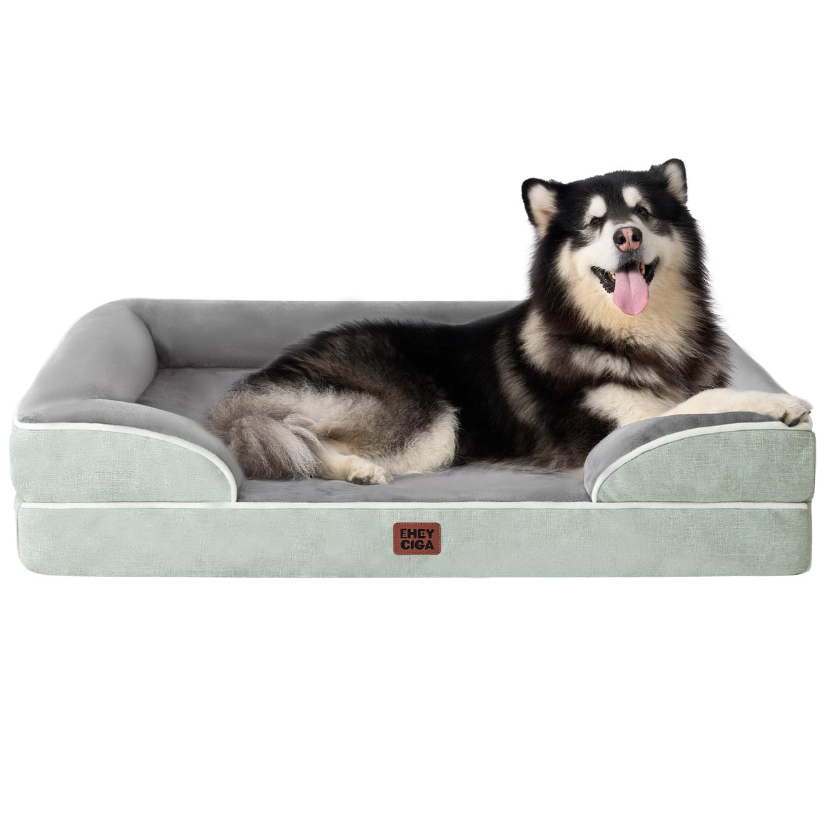EHEYCIGA Orthopedic Dog Beds for Extra Large Dogs 44x32Inch, Waterproof Memory Foam XL Pet Bed with Sides, Non-Slip and Egg-Crate Foam Big Dog Couch Bed with Washable Removable Cover, Grey