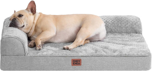 EHEYCIGA Orthopedic Dog Bed Medium Size Dogs, Memory Foam Dog Bed with Washable Removable Cover, Waterproof Pet Sofa Couch for Crate with Nonskid Bottom, 30x20x6, Grey