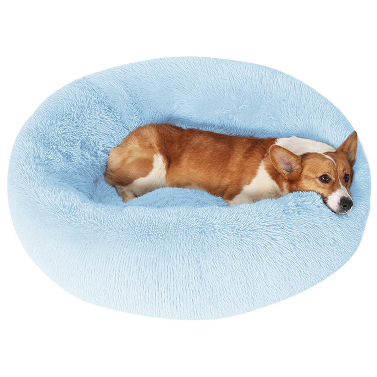 JOLLYVOGUE Small Dog Bed, Calming Soft Anti-Anxiety Donut Cat Bed, Washable Round Fluffy Cushion for Small and Medium Pets (20")