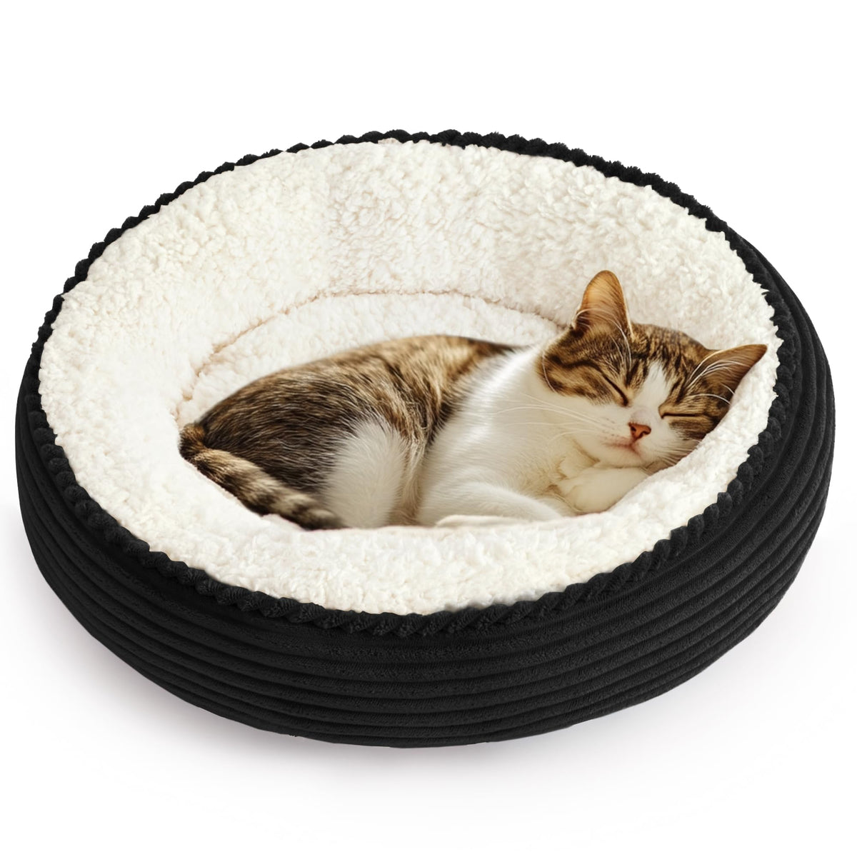 Love's cabin Round Donut Cat and Dog Cushion Bed, 20in Bed for Cats or Small Dogs, Anti-Slip & Water-Resistant Bottom, Super Soft Durable Fabric Pet Beds, Washable Luxury Cat & Dog Bed Gray