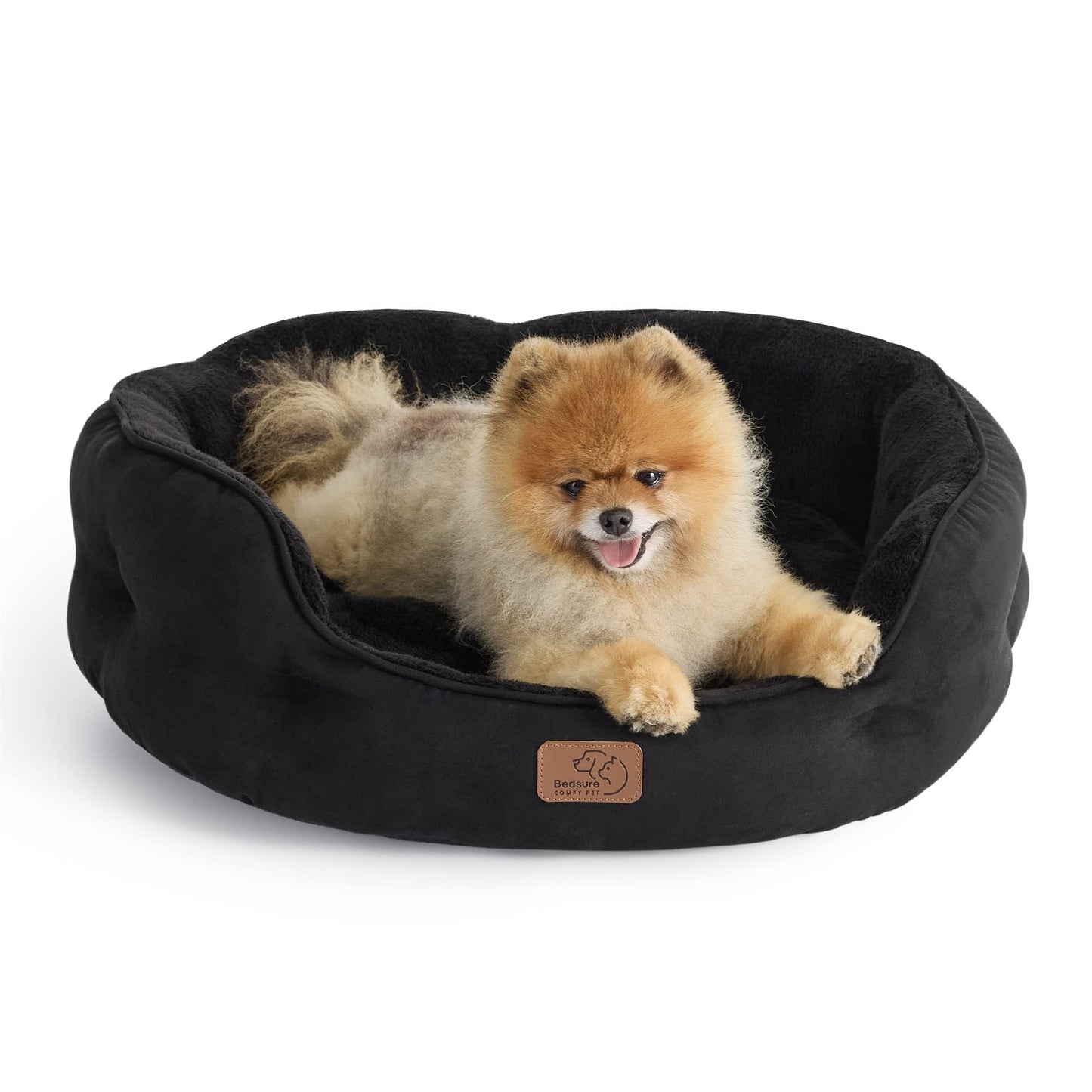 Bedsure Small Dog Bed Washable,Round Cat Beds for Indoor Cats,20in Ivory | Soft plush pet bed,dog beds for small dogs for puppy and kittens,Anti-Slip bottom,easy to clean