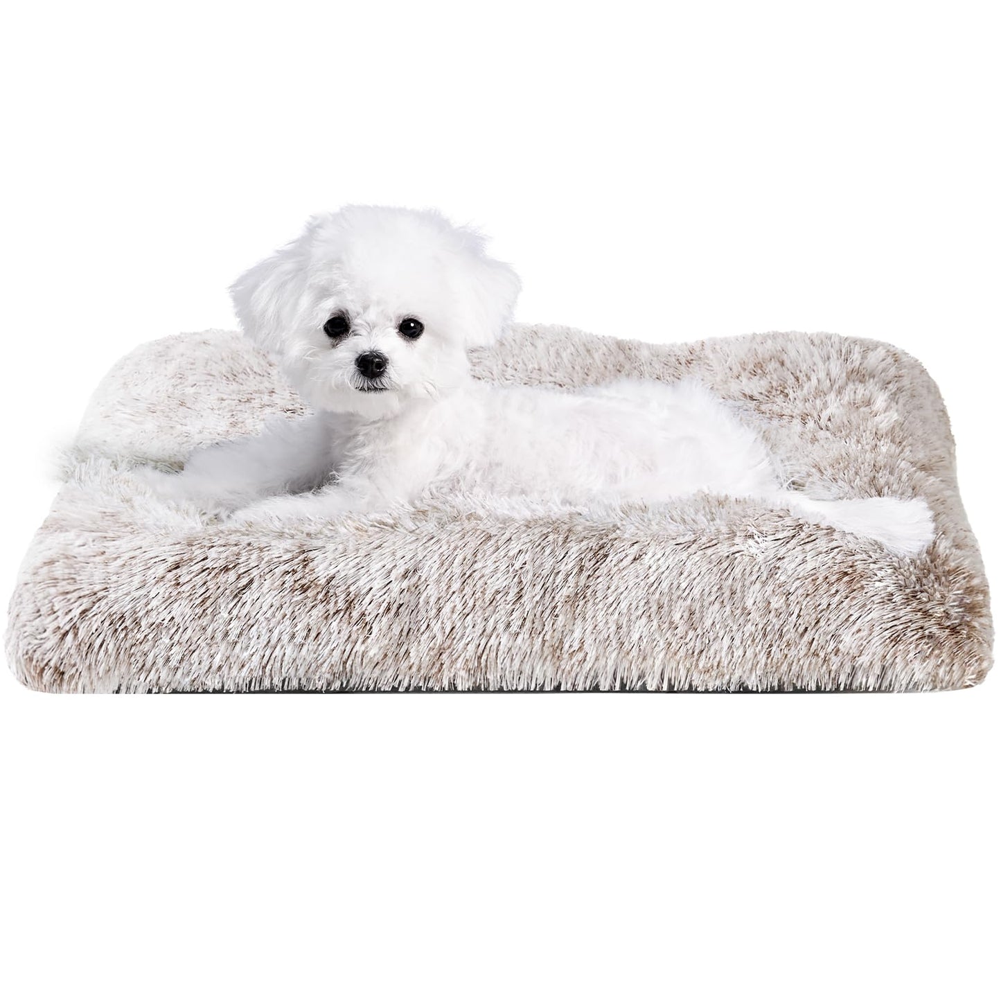EHEYCIGA Fluffy Dog Crate Bed for Extra Large Dogs, Plush Faux Fur Pad, Calming Anti Anxiety XL Bed for Crate, Washable Soft Warm Dog Mat with Non-Slip Bottom, Grey