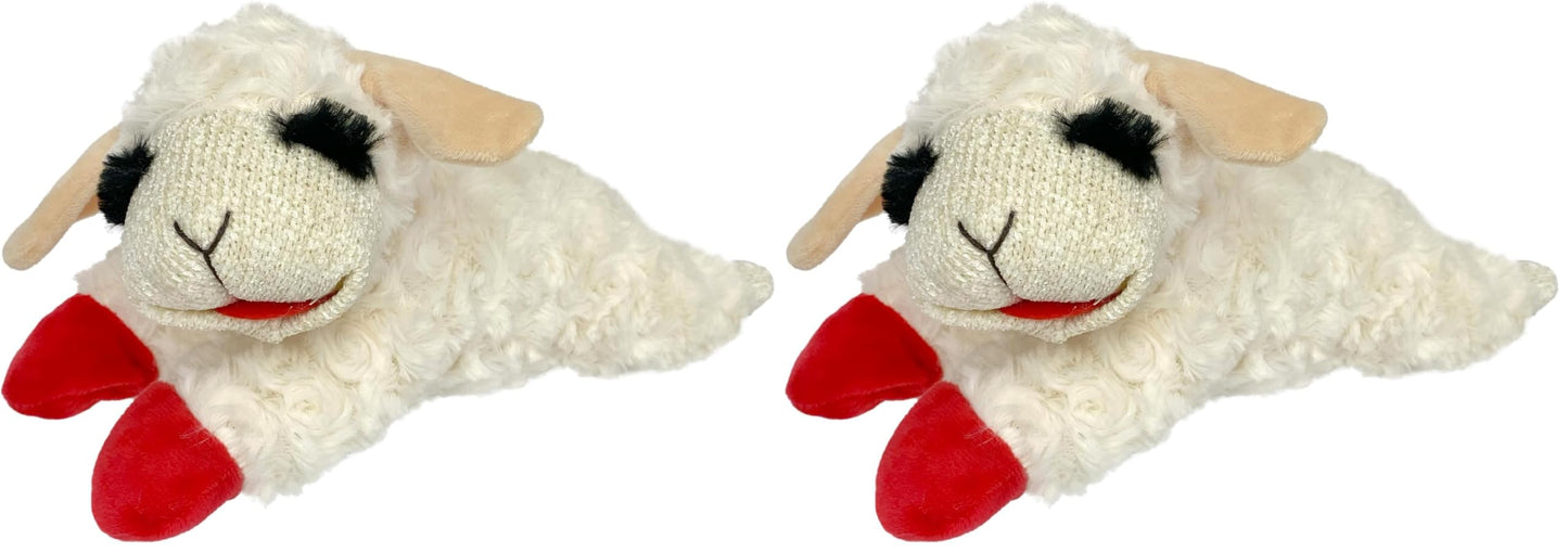 Multipet Lamb Chop Dog Plush Toy - Squeaky Toy for Small & Medium Dogs - Extra Soft Plush - Stuffed Animal for Cuddling & Playing (10", Cream, 5 Squeakers)