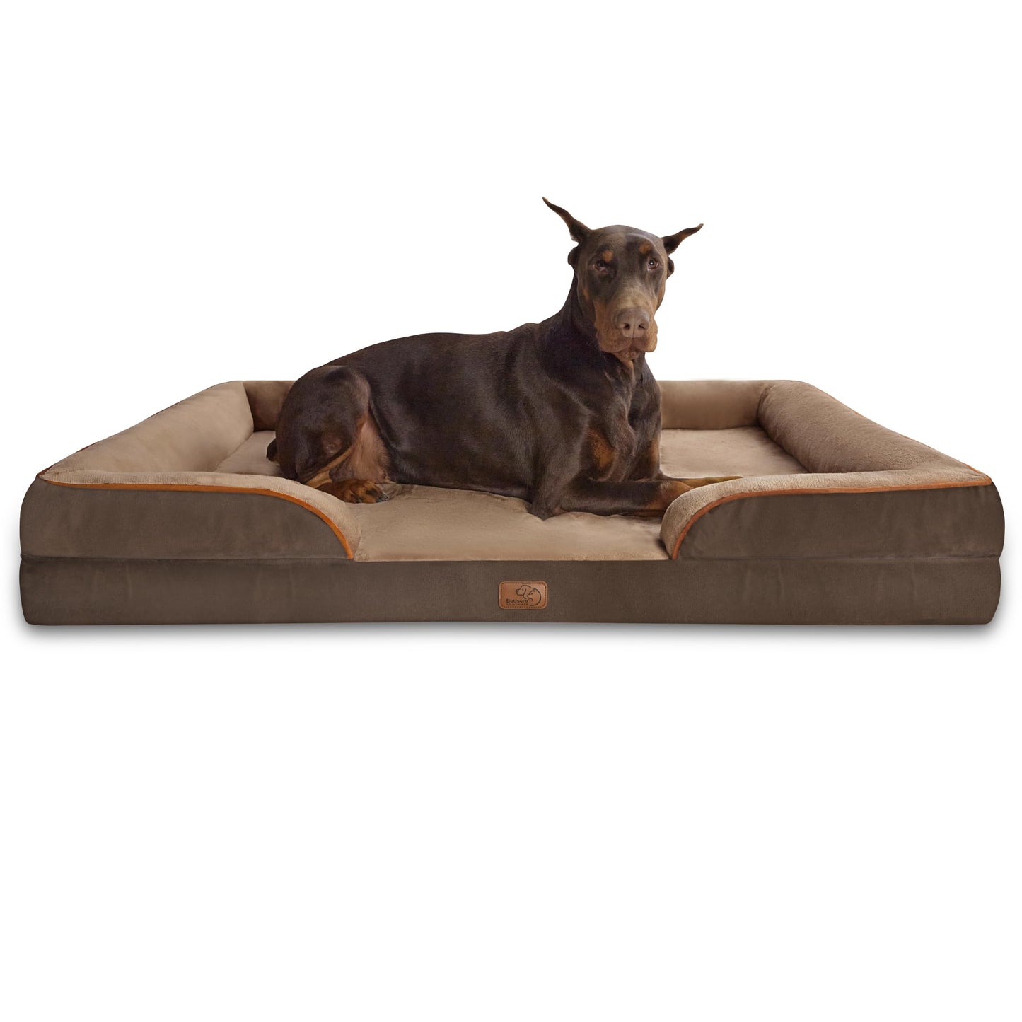 Bedsure Orthopedic Dog Bed Medium Size Dogs - Washable Small Medium Dog Cat Bed Waterproof, Comfort Cats Couch Sofa with Washable Removable Cover, Pets Bed with Nonskid Bottom, Grey, 28"