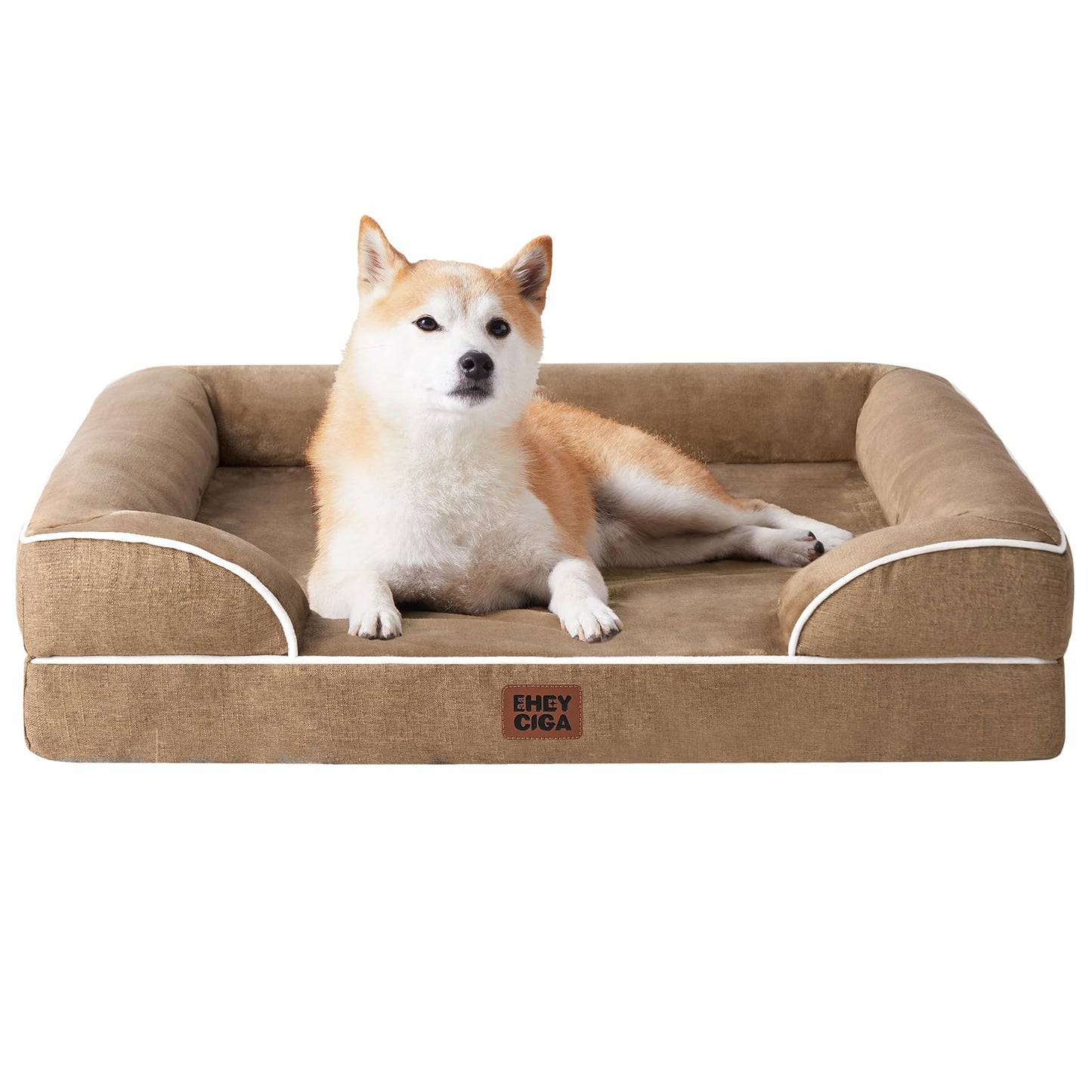 EHEYCIGA Orthopedic Dog Beds Large Sized Dog, Waterproof Memory Foam Pet Bed with Sides, Non-Slip Bottom Large Pet Bed with Washable Removable Cover, Grey