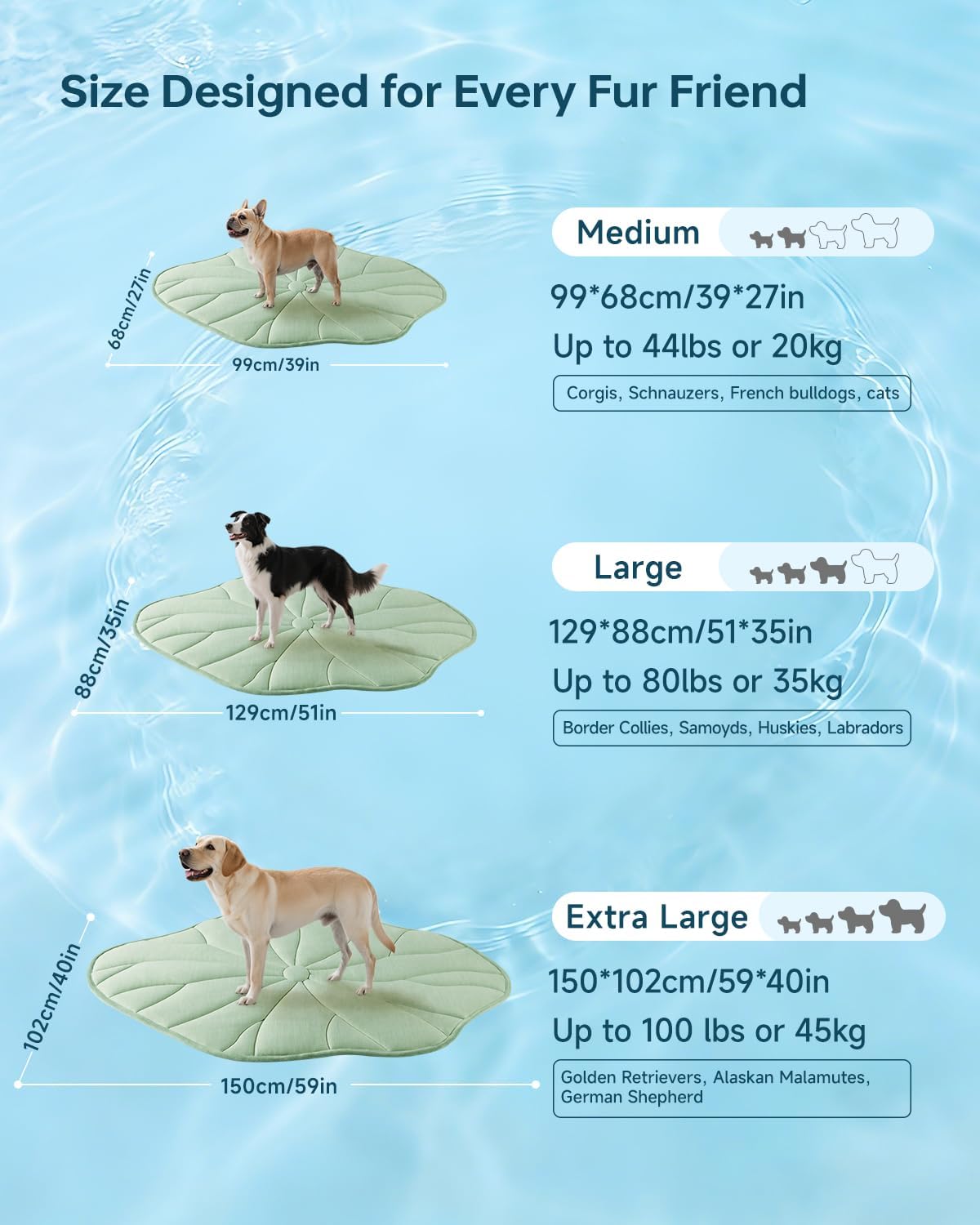BG-BABYGO Dog Cooling Mat, 36" x 23" Reversible Self Cooling Mat for Small & Medium Dogs, Washable Cooling Pad for Pets 2.0 Summer Pet Cooling Pad for Crate Kennel Sofa Floor Outdoor Portable Green