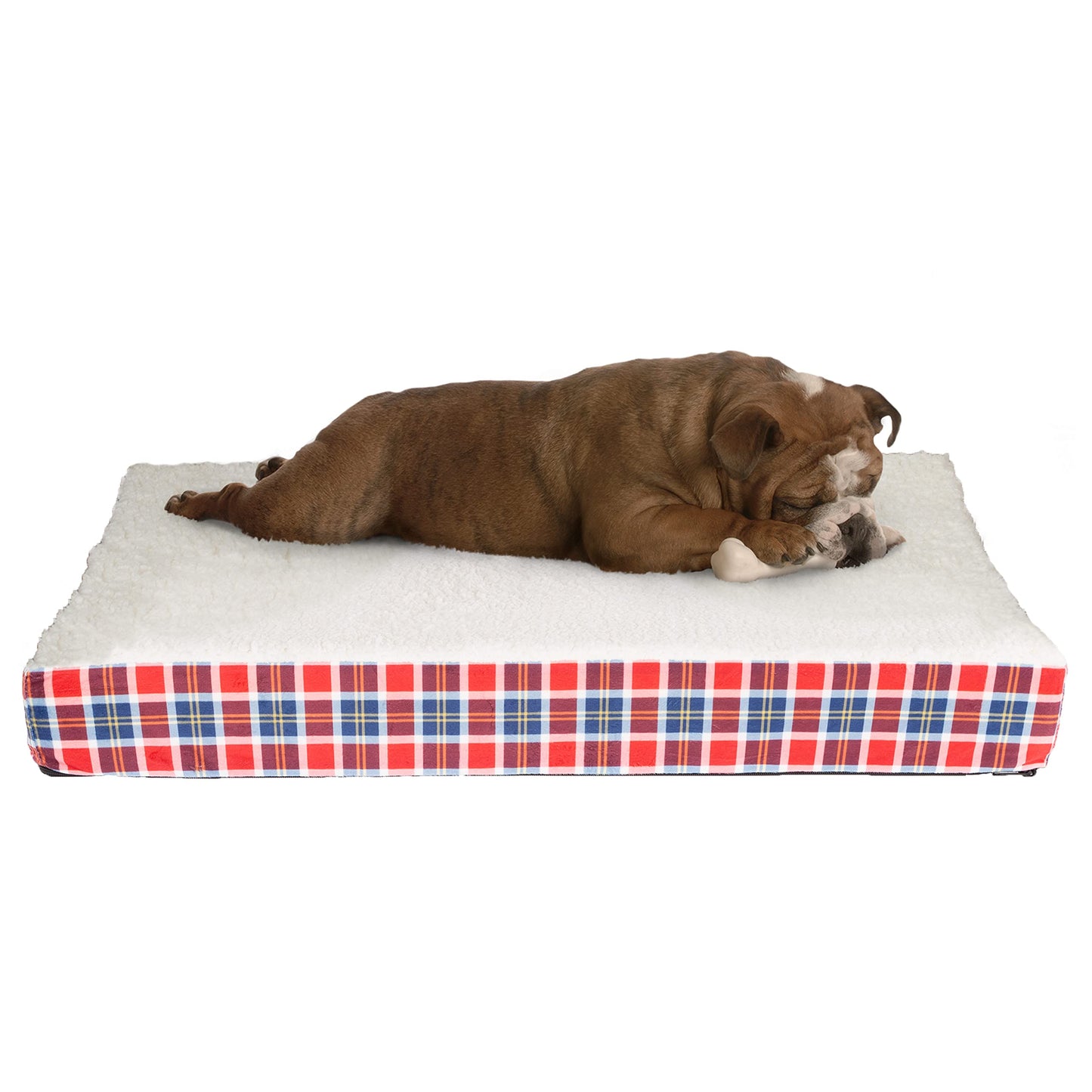 Orthopedic Dog Bed - 2-Layer Memory Foam Crate Mat with Machine Washable Sherpa Cover - 20x15 Pet Bed for Small Dogs Up to 20lbs by PETMAKER (Gray)