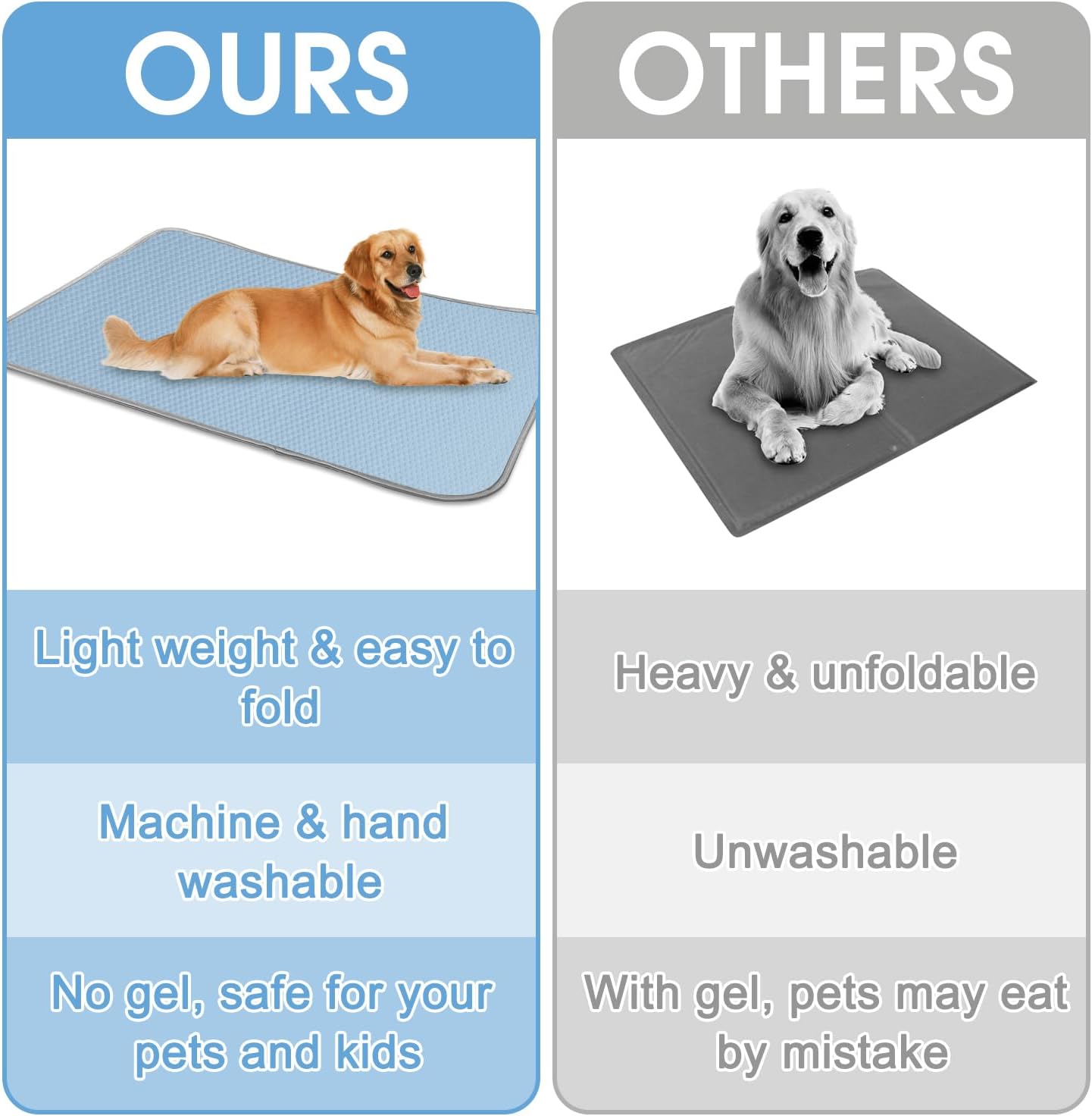 Buvlnee Summer Dog Cooling Mat, Washable Ice Silk Self Cool Pad for Small Medium Large Dogs and Cats, 24x18in Pet Sleeping Pad for Crate, Bed, Indoor & Outdoor Floor, Car Seats