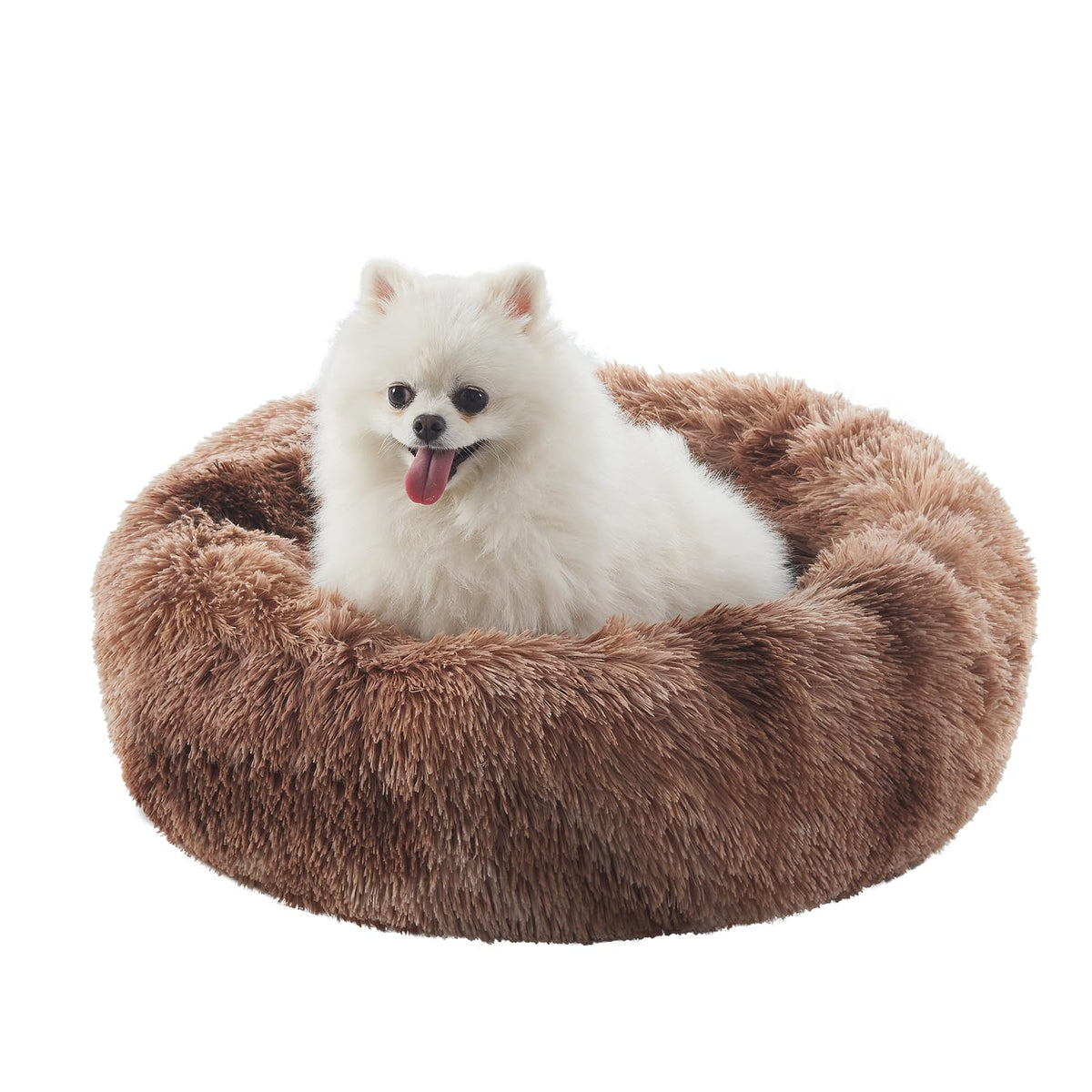 36 inches Donut Dog Bed for Large Dogs - Calming Fluffy Round Pet Bed with Removable & Washable Cover,Fits up to 80 lbs Pets (Dark Grey,Large)