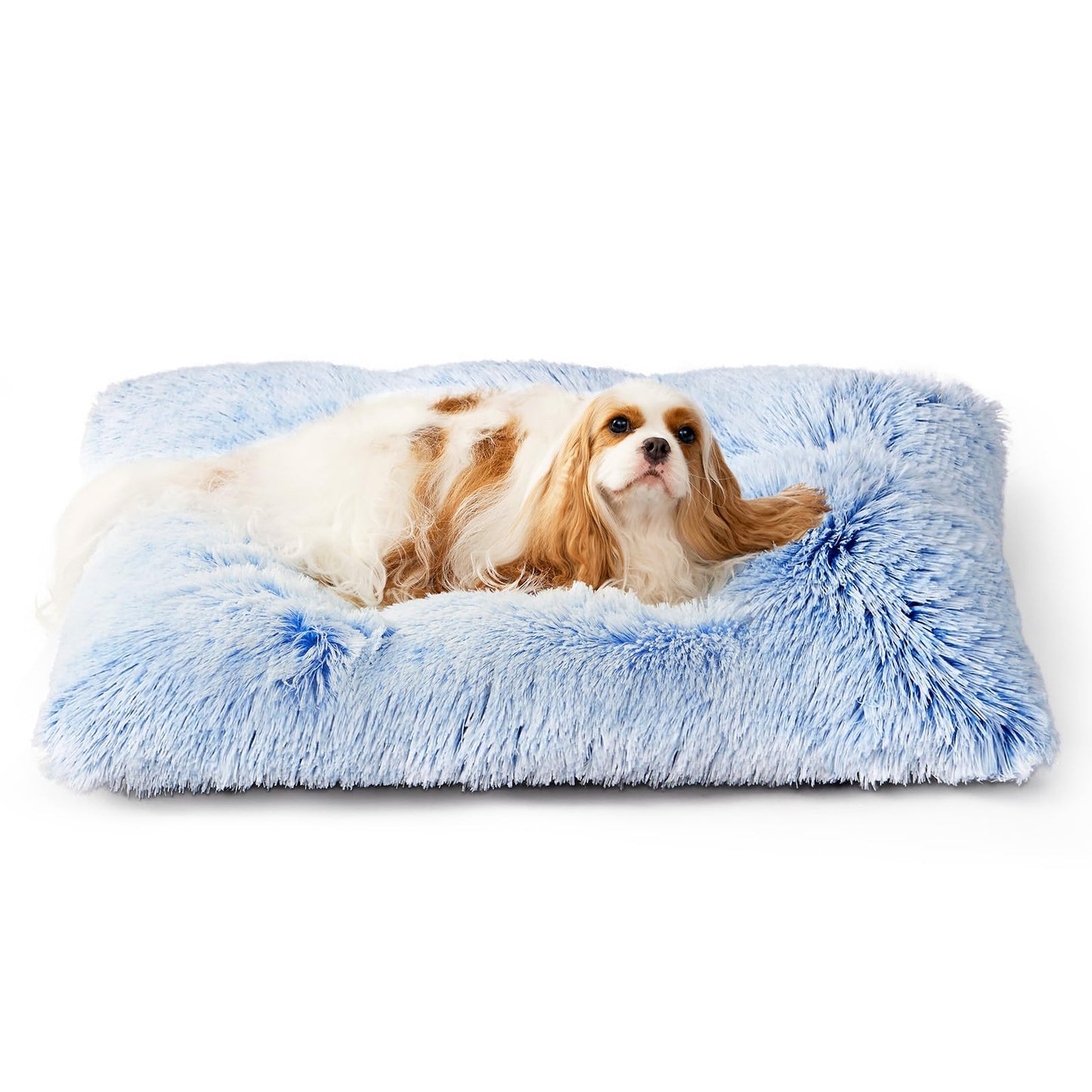 EHEYCIGA Fluffy Dog Crate Bed for Extra Large Dogs, Plush Faux Fur Pad, Calming Anti Anxiety XL Bed for Crate, Washable Soft Warm Dog Mat with Non-Slip Bottom, Grey