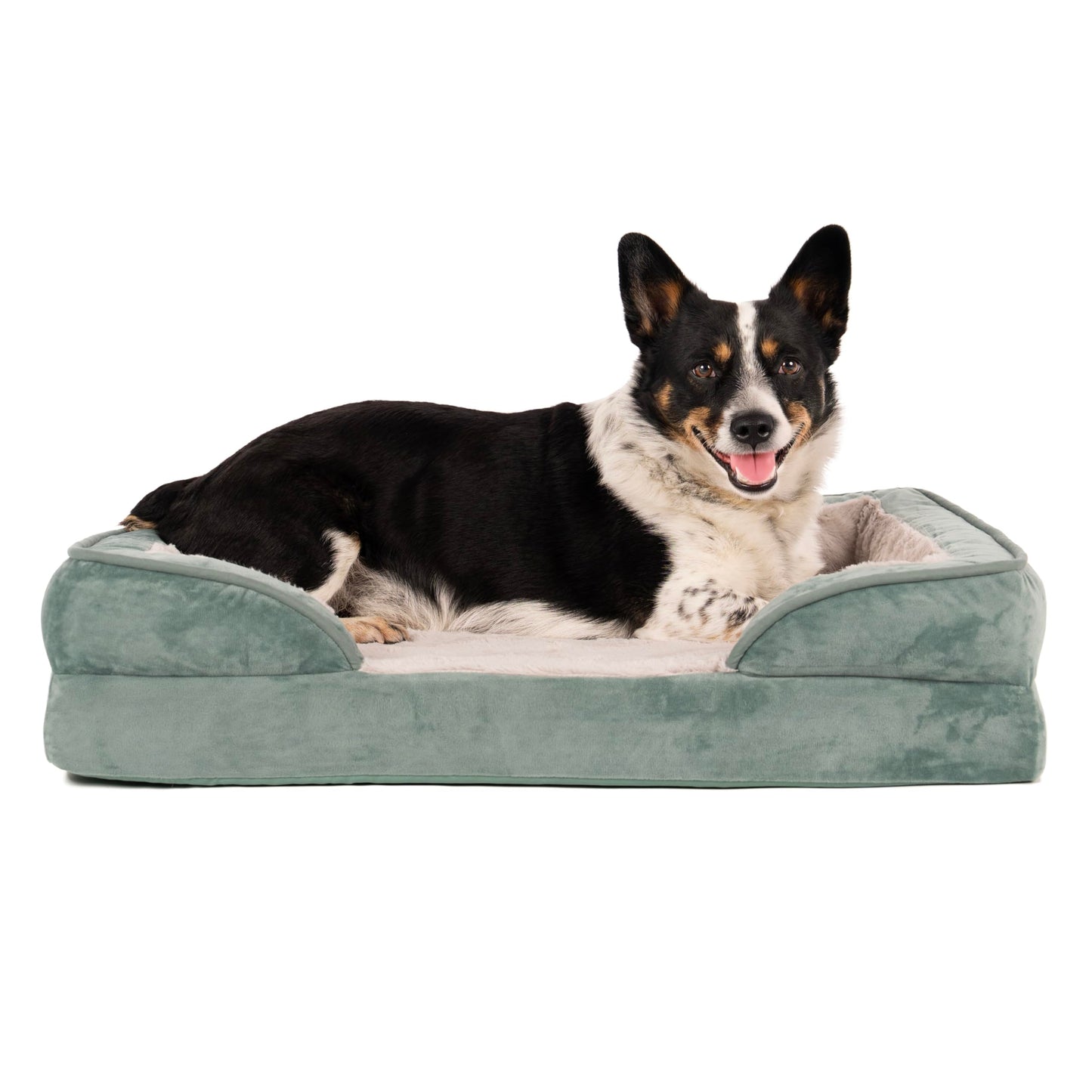 FurHaven Cooling Gel Dog Bed for Large Dogs, Perfect Comfort Sofa Bed, Cool Gel-Top Foam & Solid Orthopedic Foam Base for Joint Support, Removable Washable Cover, Jumbo XL, Plush & Velvet, Brownstone