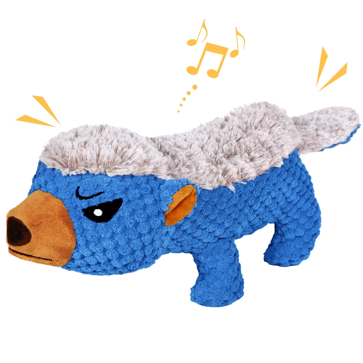 IOKHEIRA Dog Plush Toys for Aggressive Chewers, Indestructible Dog Squeaky Toys with Crinkle Paper, Durable Teething Chew Toys for Medium and Large Breed (Grey)