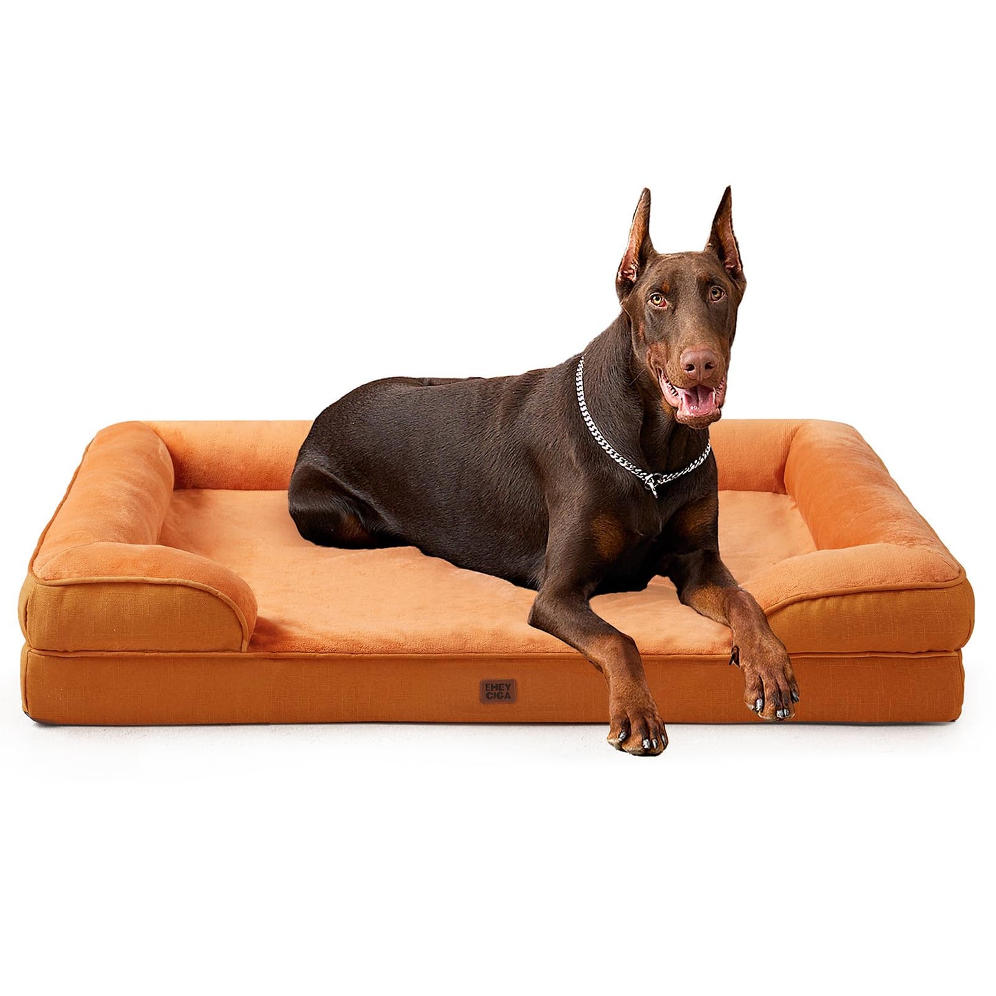EHEYCIGA Orthopedic Dog Beds for Extra Large Dogs 44x32Inch, Waterproof Memory Foam XL Pet Bed with Sides, Non-Slip and Egg-Crate Foam Big Dog Couch Bed with Washable Removable Cover, Grey