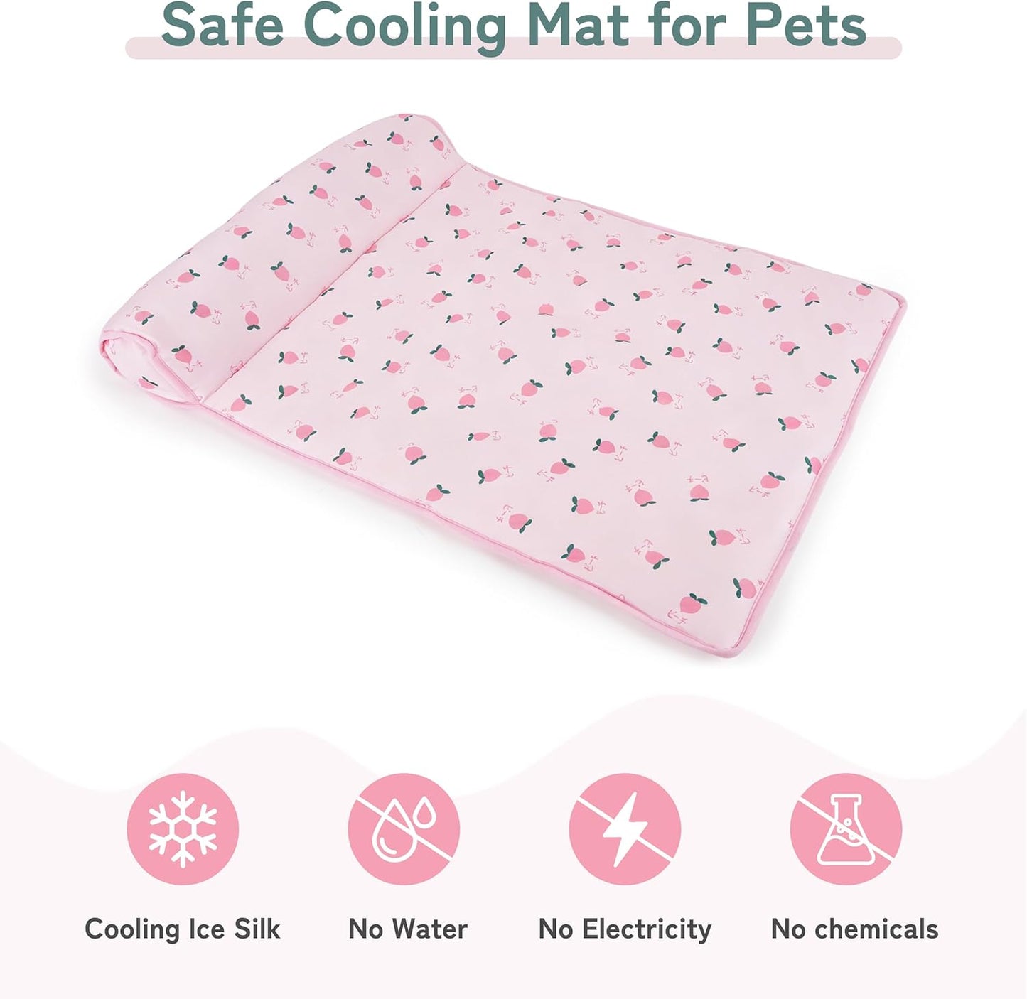 PUMYPOREITY Cooling Dog Bed, Pet Cooling Mat with Pillow, Ice Silk Cooling Dog Blanket, Self Cooling Pad for Cat,Dog, Washable Summer Pet Mat for Kennel, Crates, Sofa, Floor, Pink, S