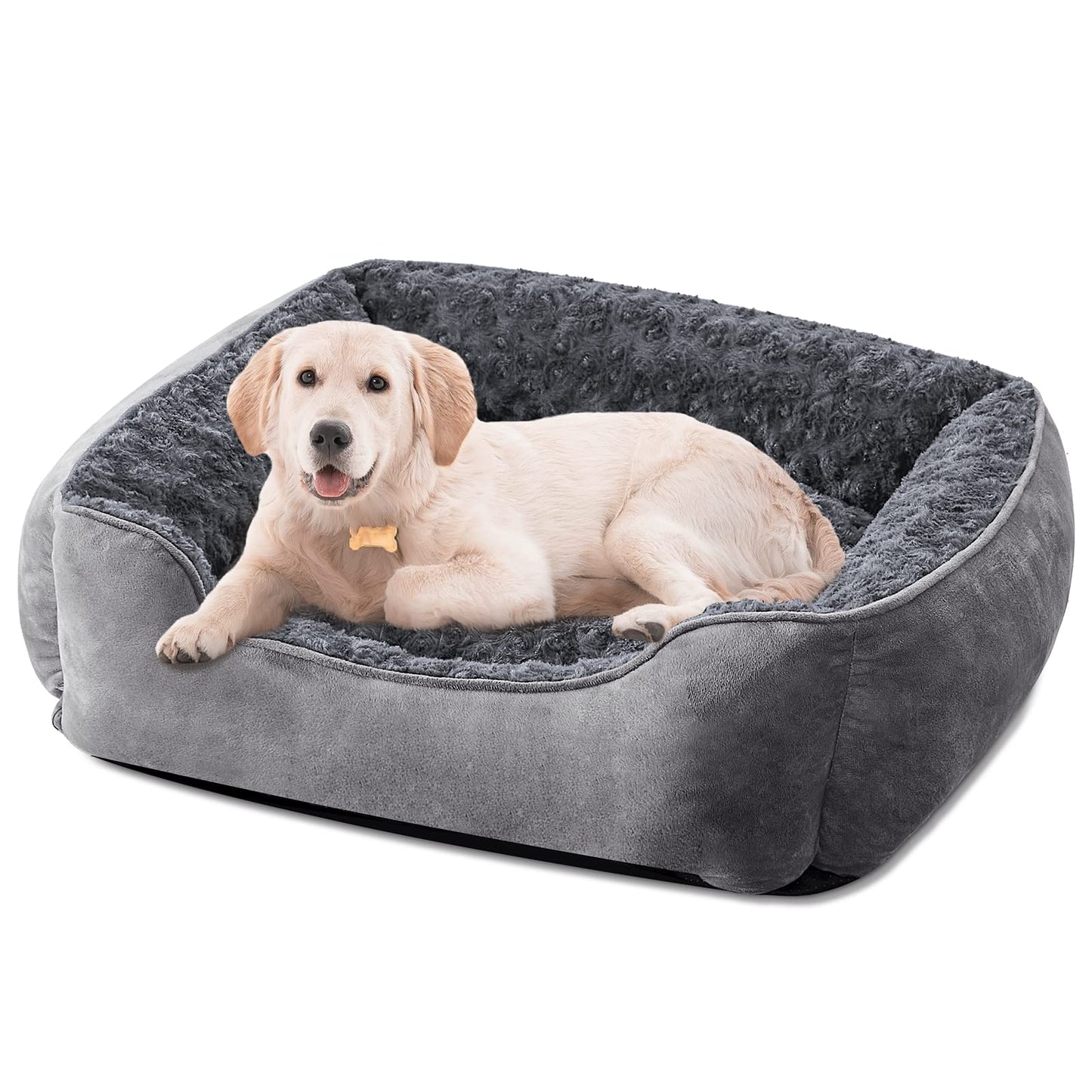 JOEJOY Rectangle Dog Bed for Large Medium Small Dogs - Washable Orthopedic Sofa Bed, Soft Breathable Puppy & Pet Cuddler, Durable Calming Dog Bed with Anti-Slip Bottom, Multiple Sizes, Beige