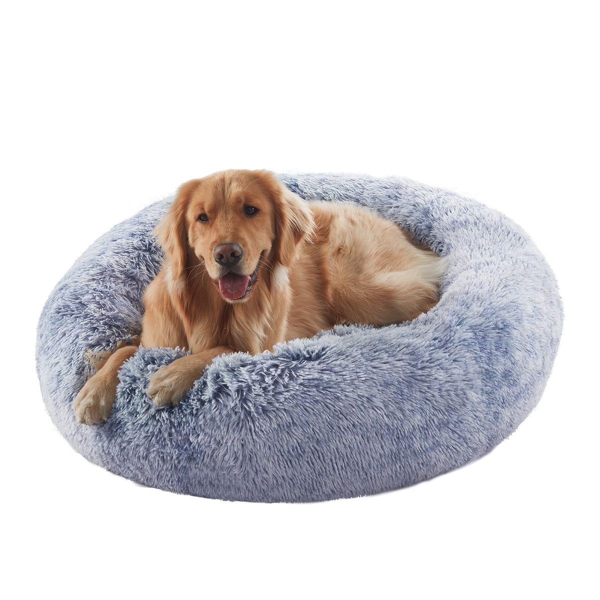 36 inches Donut Dog Bed for Large Dogs - Calming Fluffy Round Pet Bed with Removable & Washable Cover,Fits up to 80 lbs Pets (Dark Grey,Large)