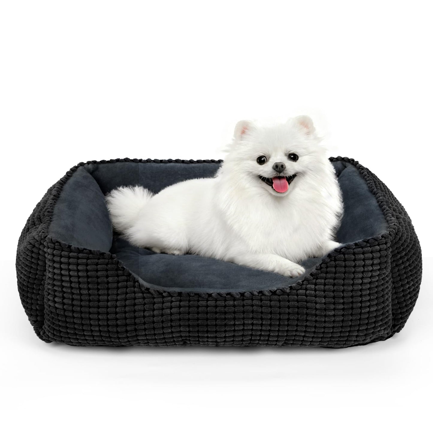 MIXJOY Dog Bed for Large Medium Small Dogs, Rectangle Washable Sleeping Puppy Bed, Soft Calming Cat Beds for Indoor Cats, Orthopedic Pet Sofa Bed, Anti-Slip Bottom with Multiple Size (20'', Grey)