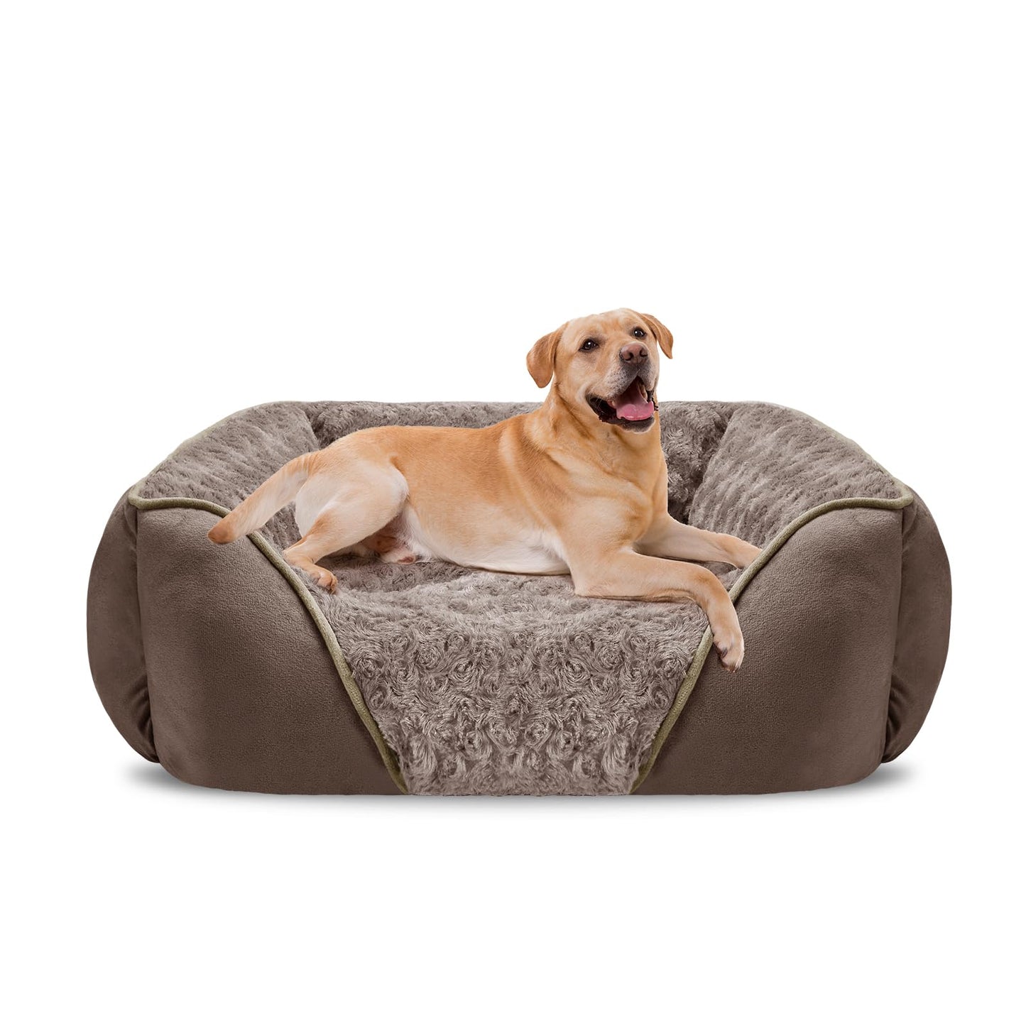 INVENHO Rectangle Washable Orthopedic Dog Bed for Small, Medium and Large Dogs, Soft Calming, Sleeping Puppy Bed Durable Pet Cuddler with Anti-Slip Bottom, S (20"x19"x6")